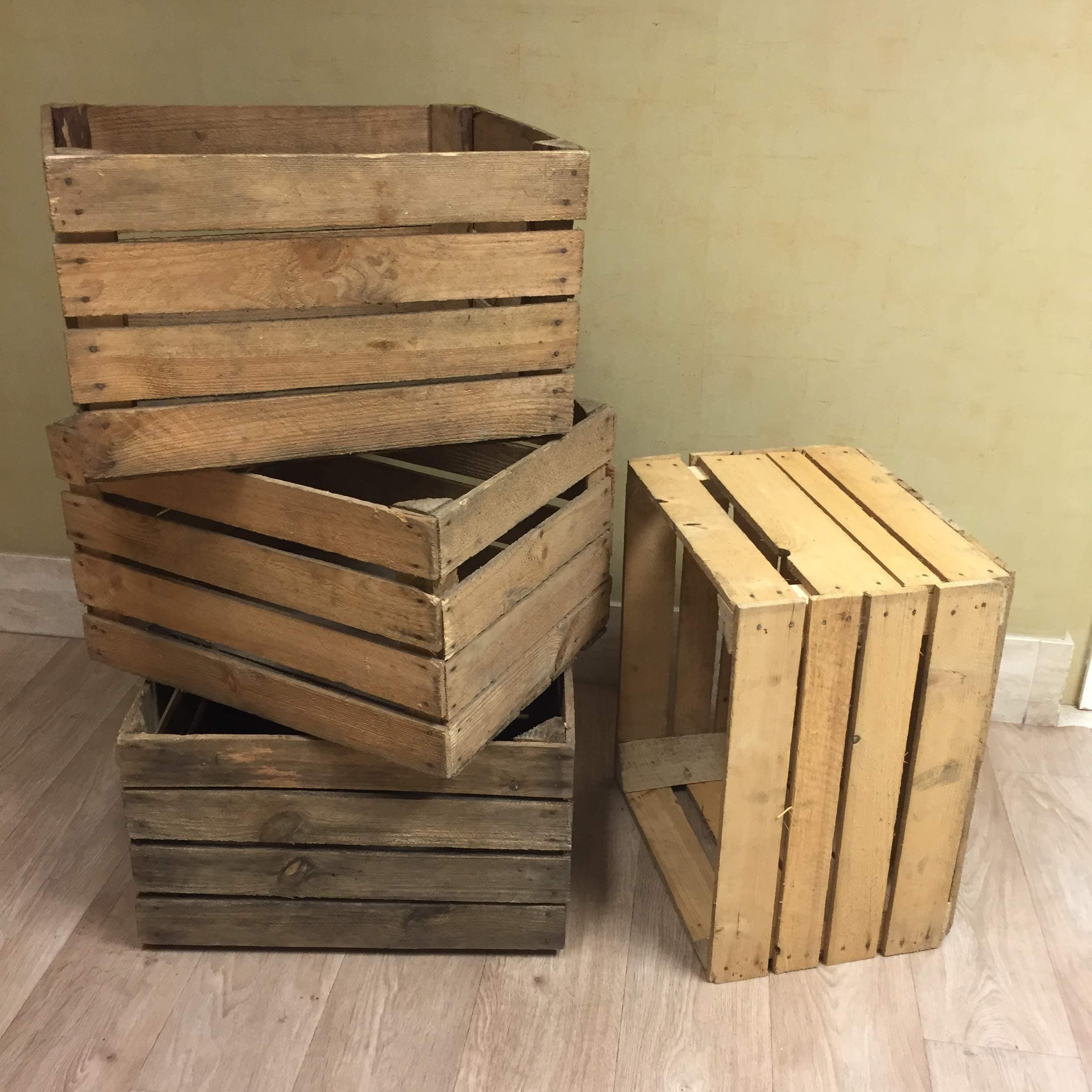 1 Handmade Vintage Wooden Apple Crate Box - Versatile Rustic Storage & Display (Crate Quality = Type 1)