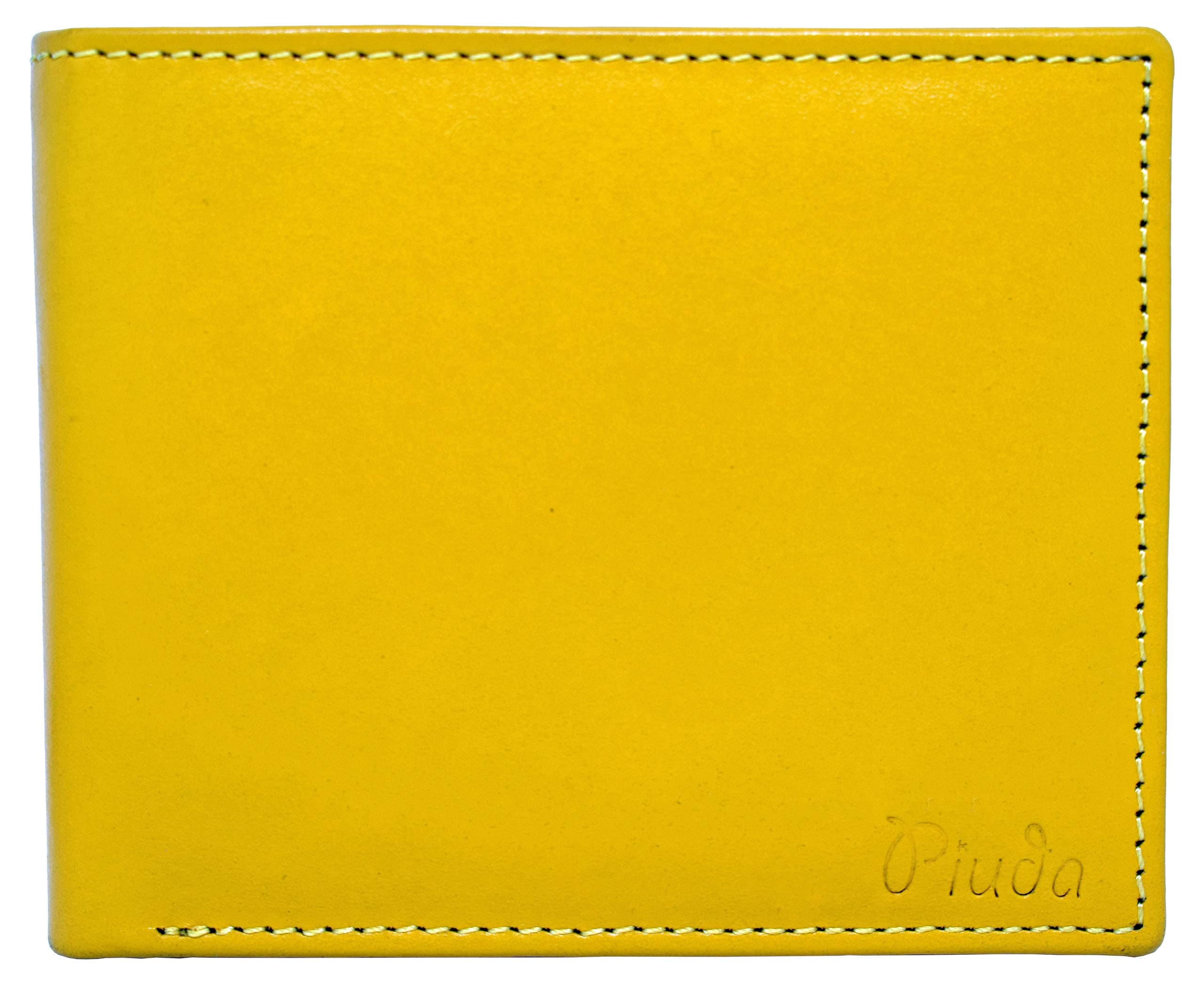 Piuda Mens Yellow Leather Wallet