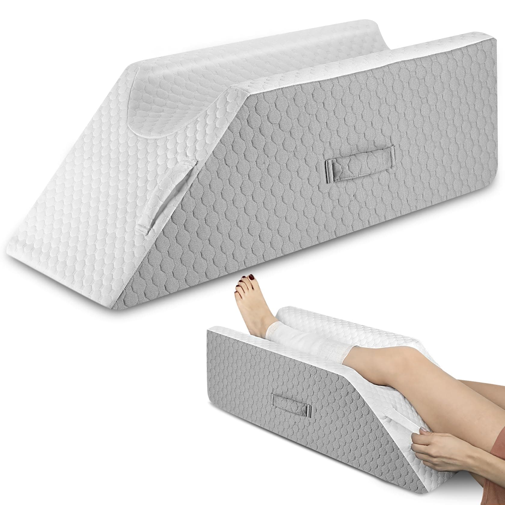 Forias Single Leg Elevation Pillow for After Surgery Memory Foam Leg Pillow for Sleeping with Dual Handles Non-Slip Leg Knee Support and Elevation Pillow for Ankle Injury Foot Rest Leg Swelling