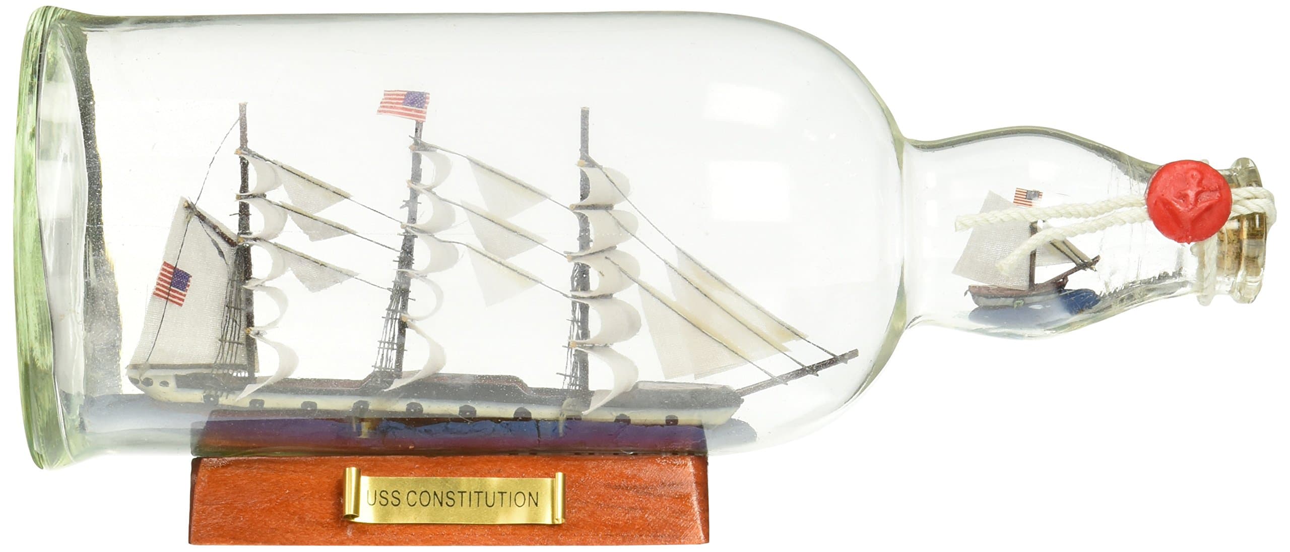 Hampton Nautical USS Constitution Model Ship in a Glass Bottle, 11", Brown