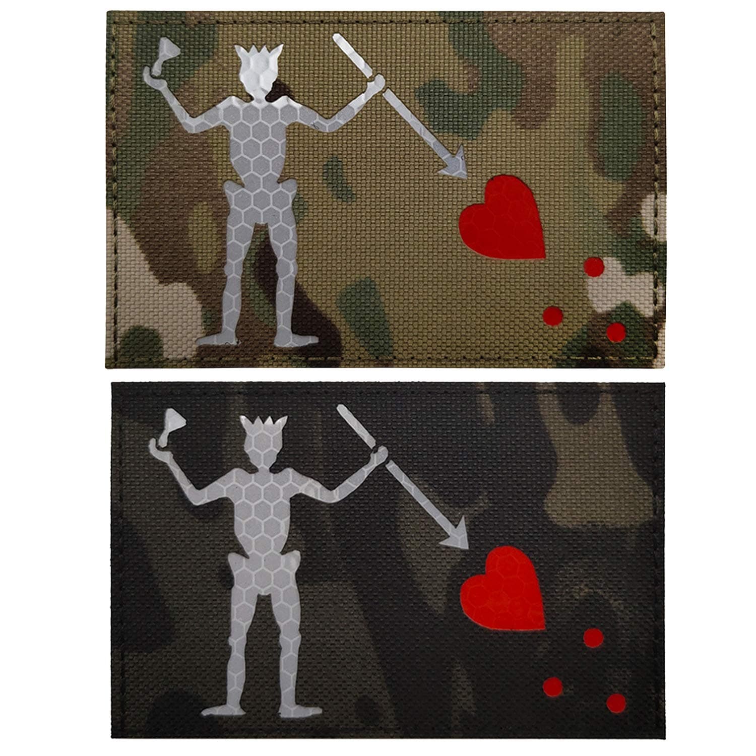 Edward Teach Blackbeard Pirate Flag IR Infrared Reflective Patch - Tactical Military Badges Decorative Appliques - Hook and Loop Fastener Backed