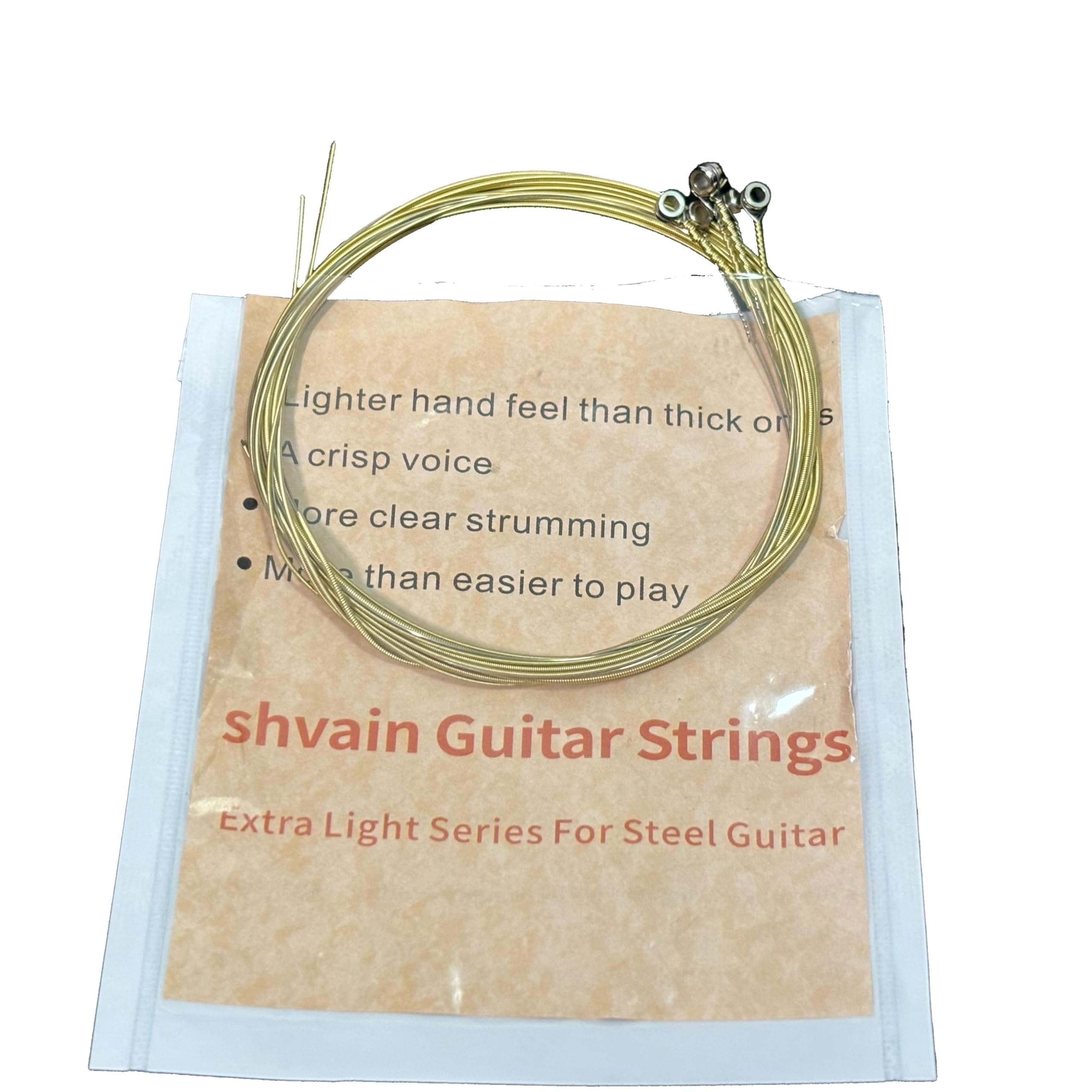 Extra Light Brass Steel Acoustic Guitar Strings, Lighter Hand Feel and Clear Strumming
