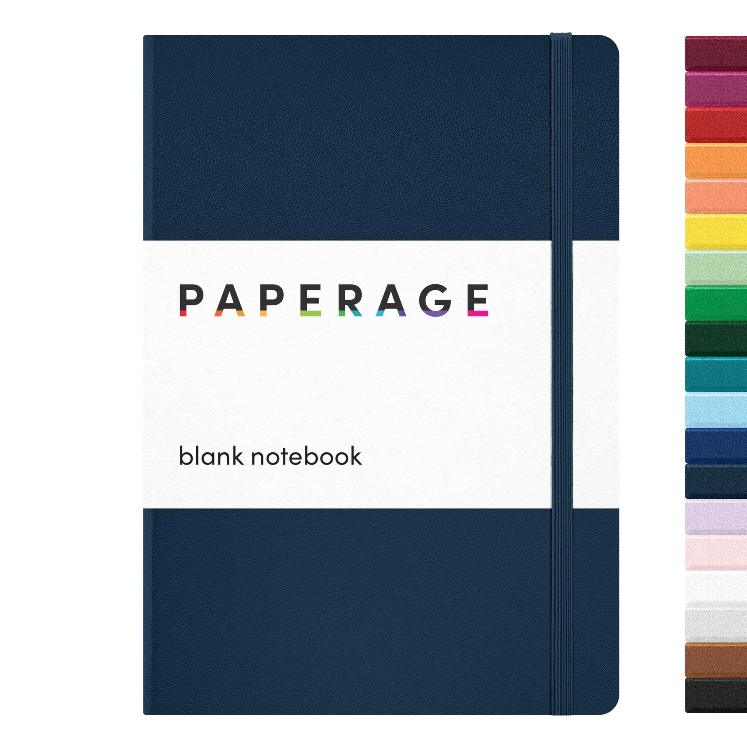PAPERAGE Blank Journal Notebook, (Navy), 160 Pages, Medium 5.6 in x 8 in - 100 GSM Thick Paper – Hardcover Journaling Notebook for Work, School, Note Taking or Sketching