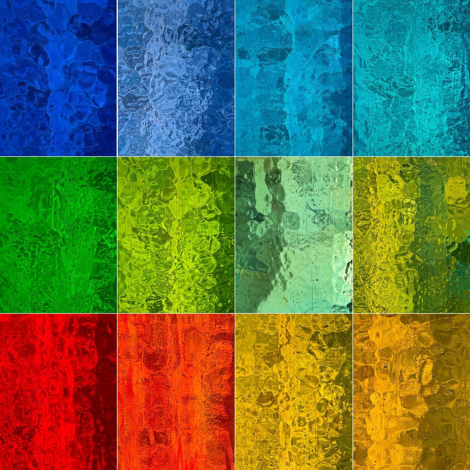 LITMIND 12 Sheets Transparent Texture Stained Glass Variety Pack, 6 x 4 Inch Cathedral Art Glass for Mosaic Crafts & Supplies,Assorted Colorful Glass Sheets for Stunning Stained Glass Projects