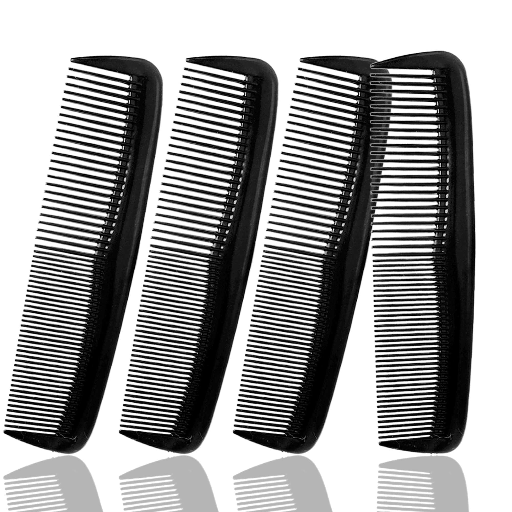 Soft 'N Style 4-Pack Black Plastic Hair Comb - All Hair Types, Unisex, All Ages