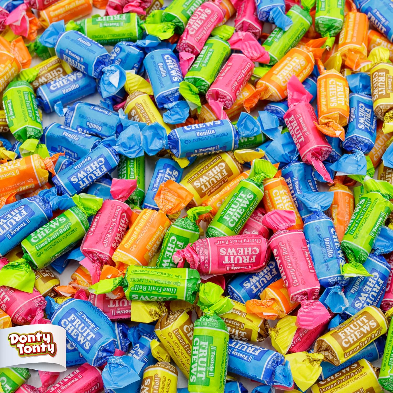 FRUIT CHEWS Candy 2 lb – Individually Wrapped (136 Pieces), Bulk Bag, 5 Assorted Flavors, Soft & Fruity, Gluten & Peanut Free