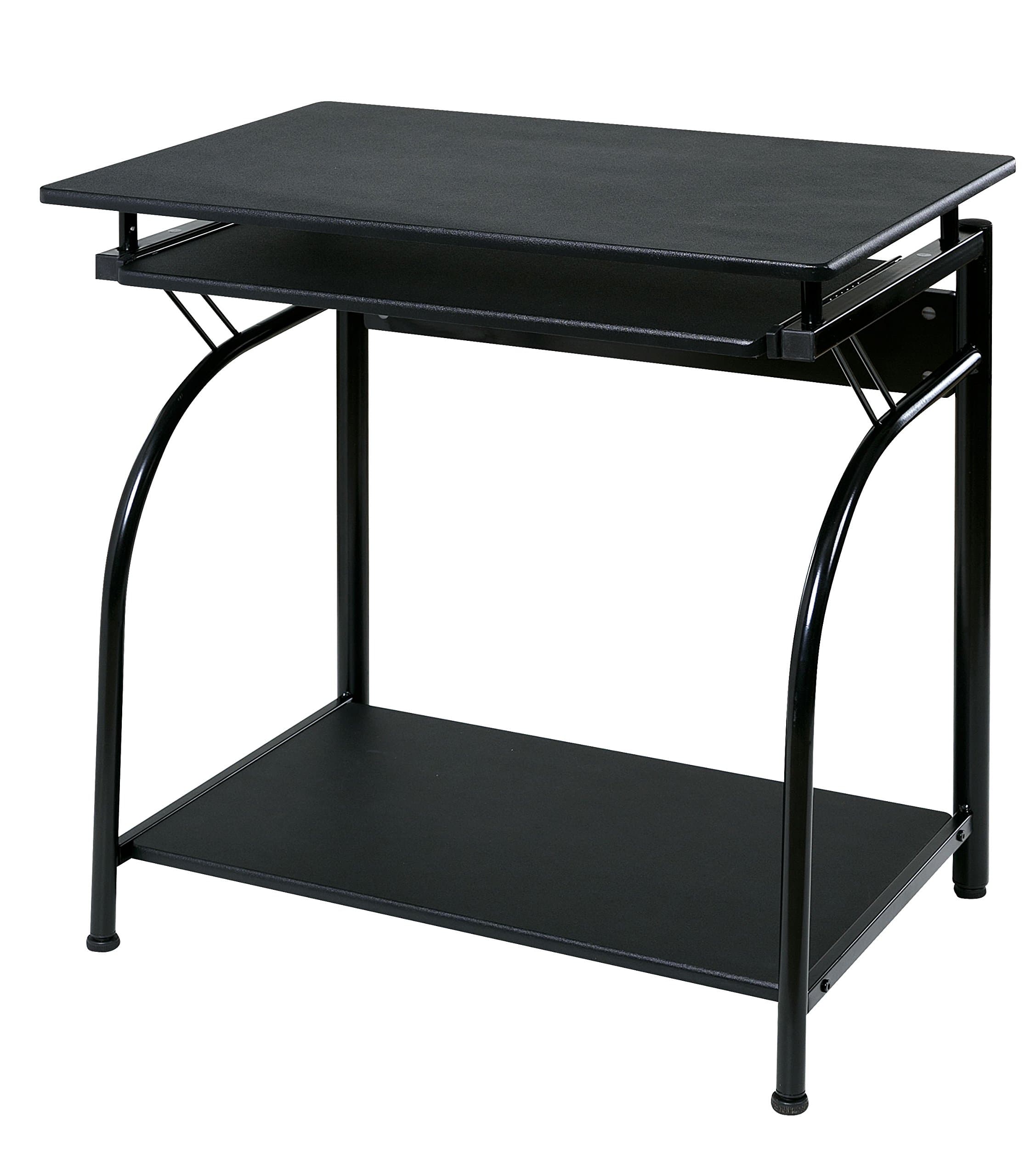 OneSpace Stanton Computer Desk, Office Desk with Keyboard Tray and Shelves, Black