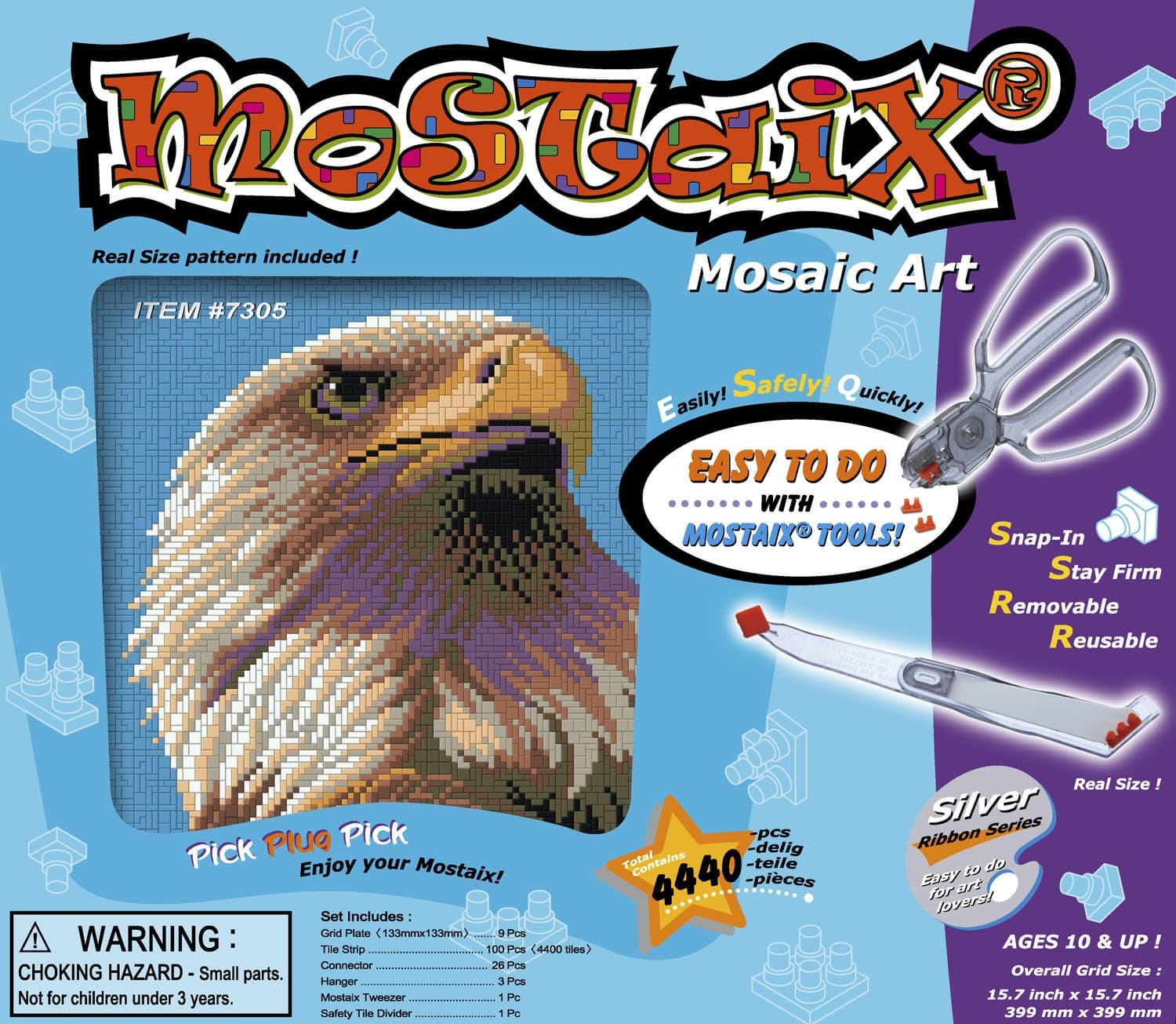 Mostaix Ribbon Series Eagle Mosaic Art Set (Silver)