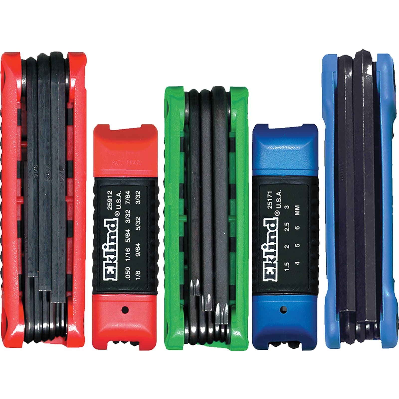 Eklind Tool 25036 5 sets 36 Pieces Steel Ergo-Fold Fold-up Hex Key Allen Wrench Combo, Inch/MM/TORX Star
