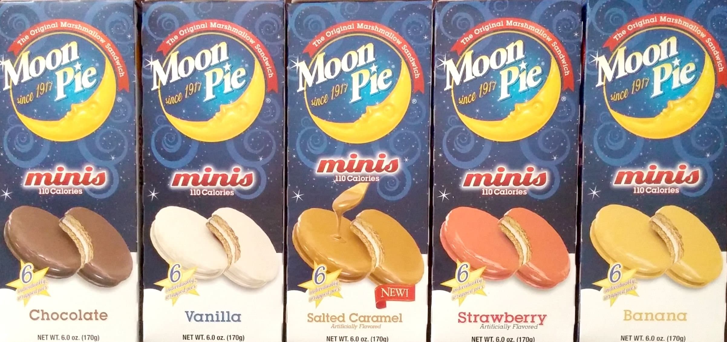 Minis - Complete Variety Pack - All 5 Flavors! (5 Boxes - 1 Salted Caramel - 1 Chocolate - 1 Strawberry - 1 Banana - 1 Vanilla) 6 pies per box, 30 pies total!