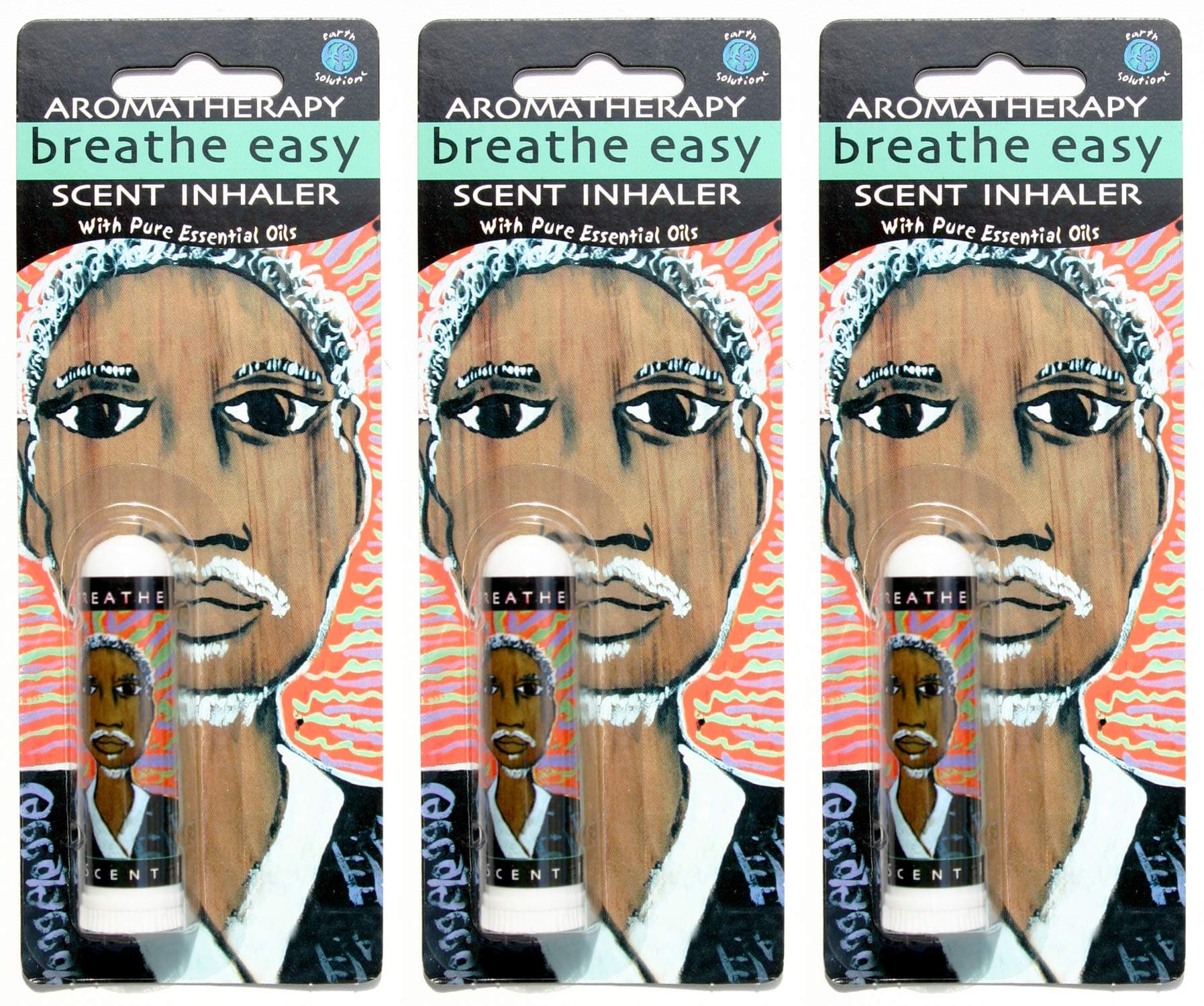 Earth Solutions Aromatherapy Inhalers | Breathe Easy (3 Pack) | Personal Essential Oil Diffusers | Immunity Essential Oils with Positive Affirmations | Best Essential Oil