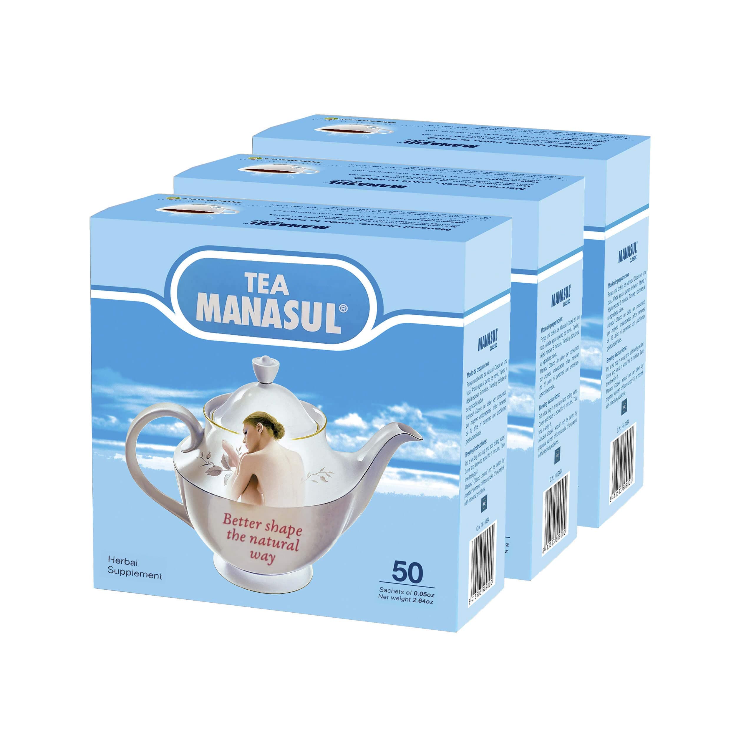 MANASUL CLASSIC - Laxative Infusion Based On Senna, Peppermint, Lemon Balm, Liquorice and Anise. Herbal Tea with Calming Effect. 50 Tea Sachets. Pack of 3.