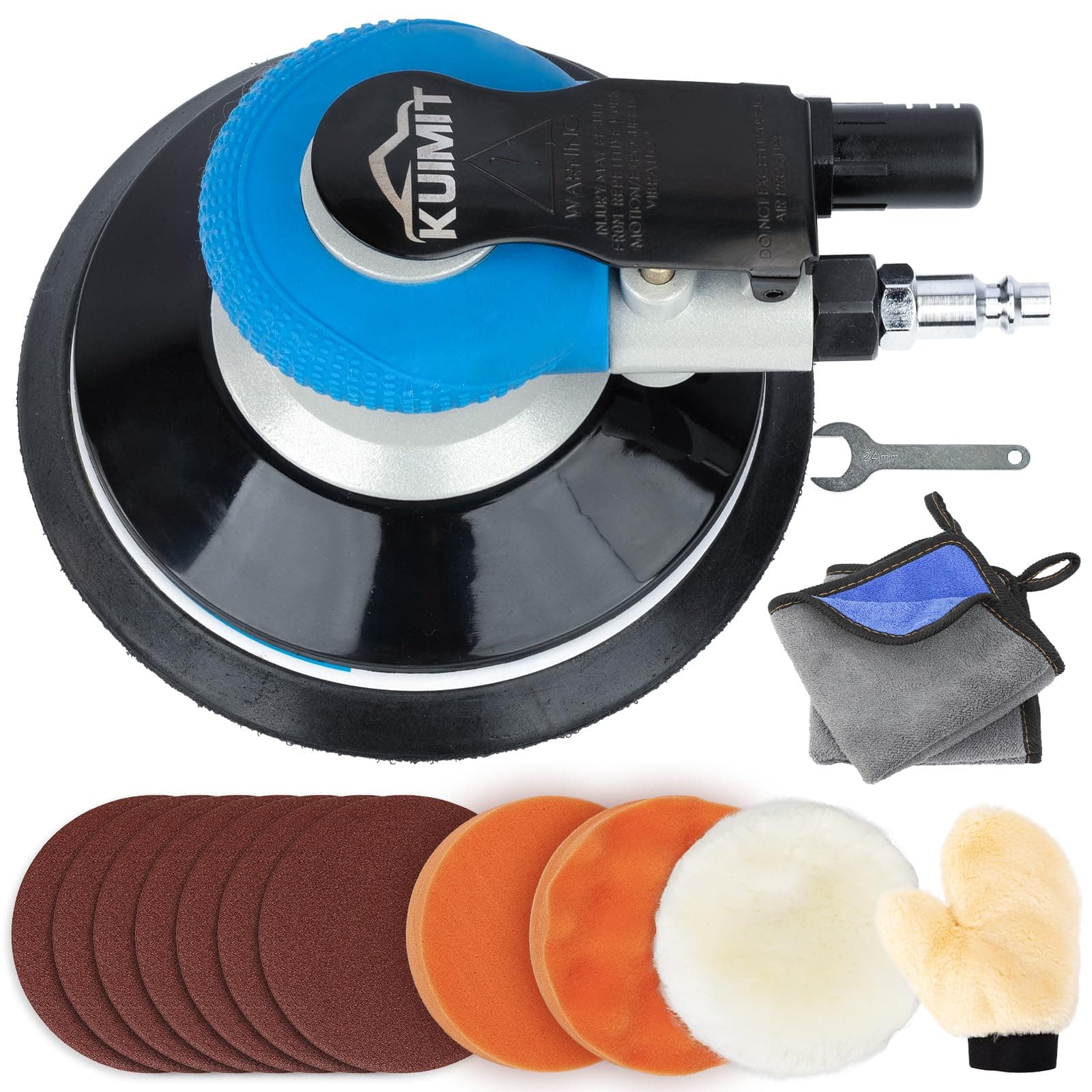 6" Air Sander Kit - Garage-Ready Dual Action Tool, Car Detailing & Woodworking Hero | Palm-Sized Power w/Free Tool Kits
