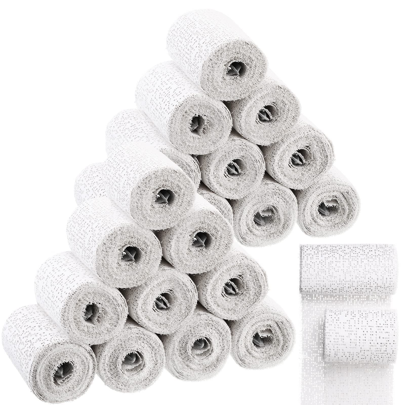 24 Rolls White Gauze Bandages Rolls Wrap Strips Bulk Belly Plaster Roll for Body Cast Craft Projects Mask Making Scenery Art with 2 Sizes, 3 x 106 Inch and 4 x 106 Inch