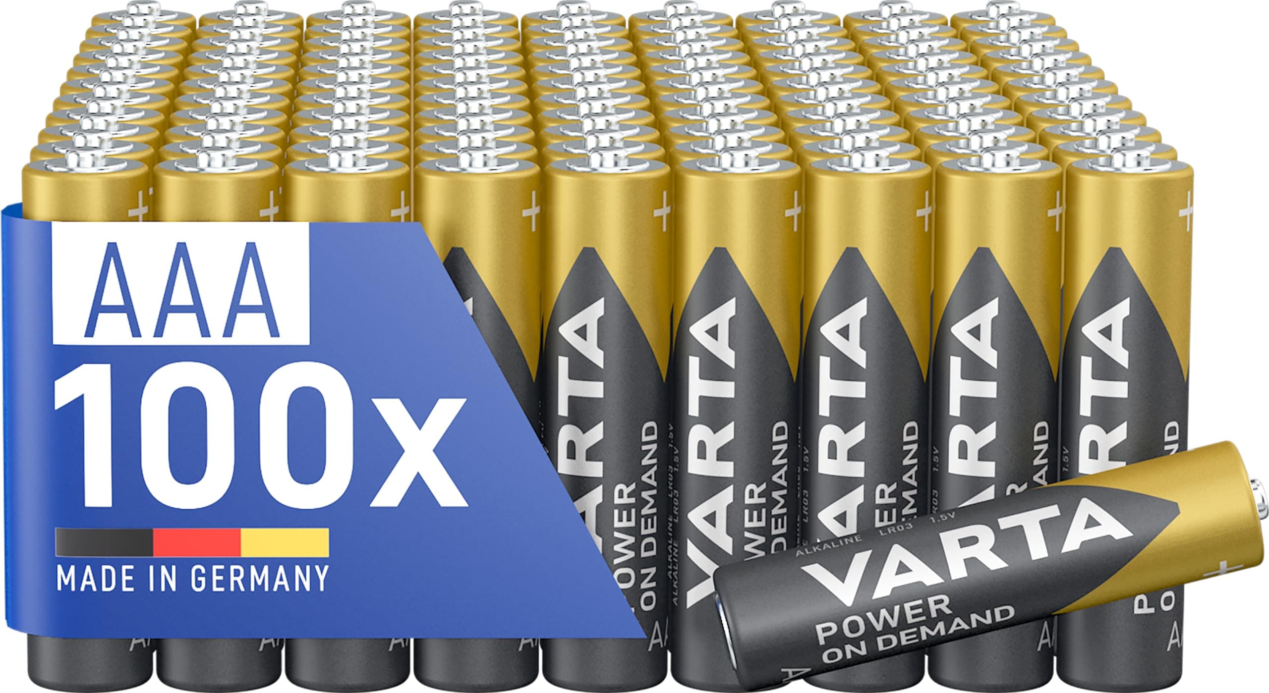 Power on Demand AAA Micro Batteries (100-pack, economy pack in environmentally-friendly packaging - smart, flexible and powerful - e.g. for computer accessories, Smart Home devices or torches)