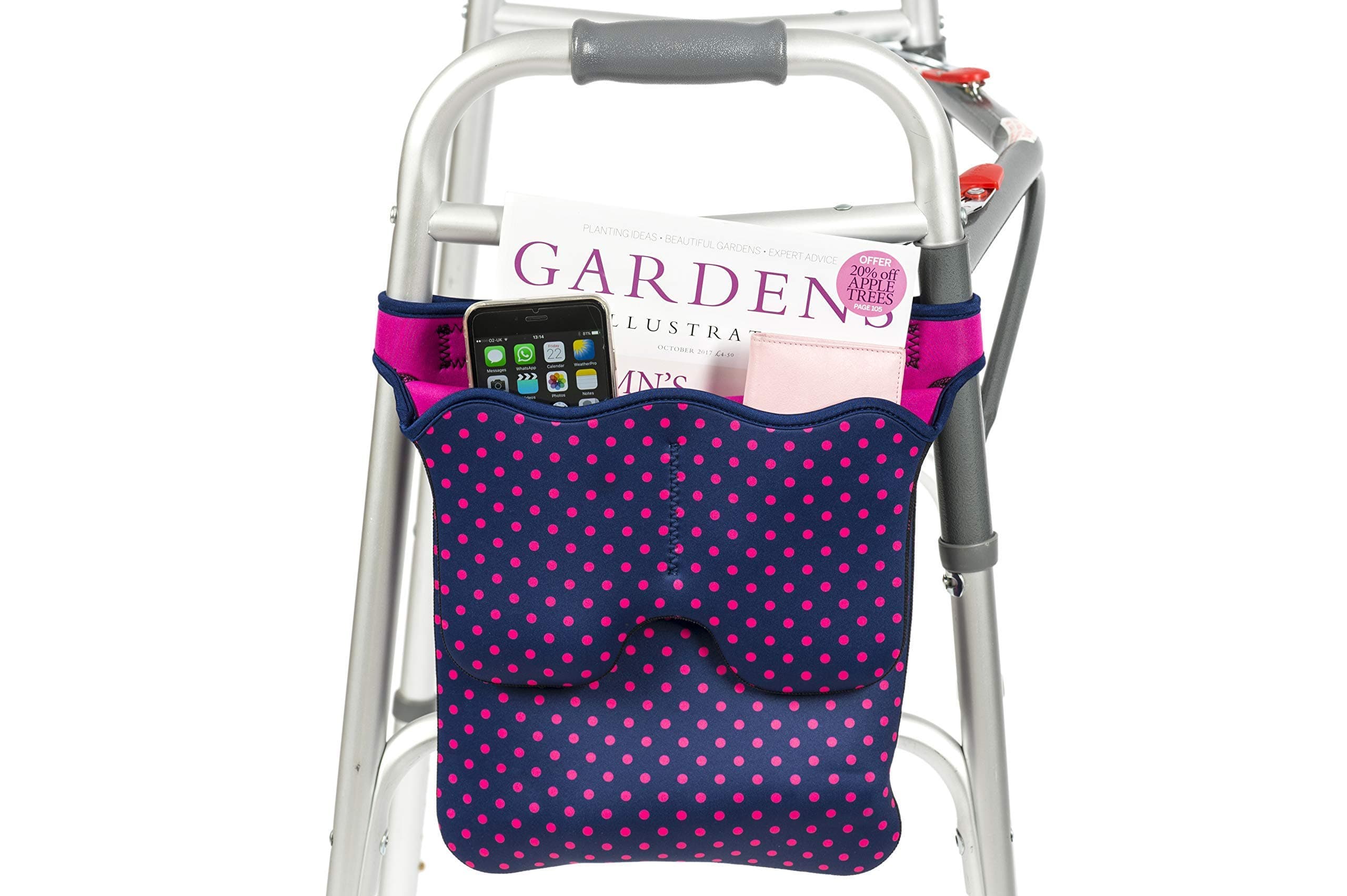 Walker Zimmer Frame Bag, Scoot-About Bag (Pink Dots)