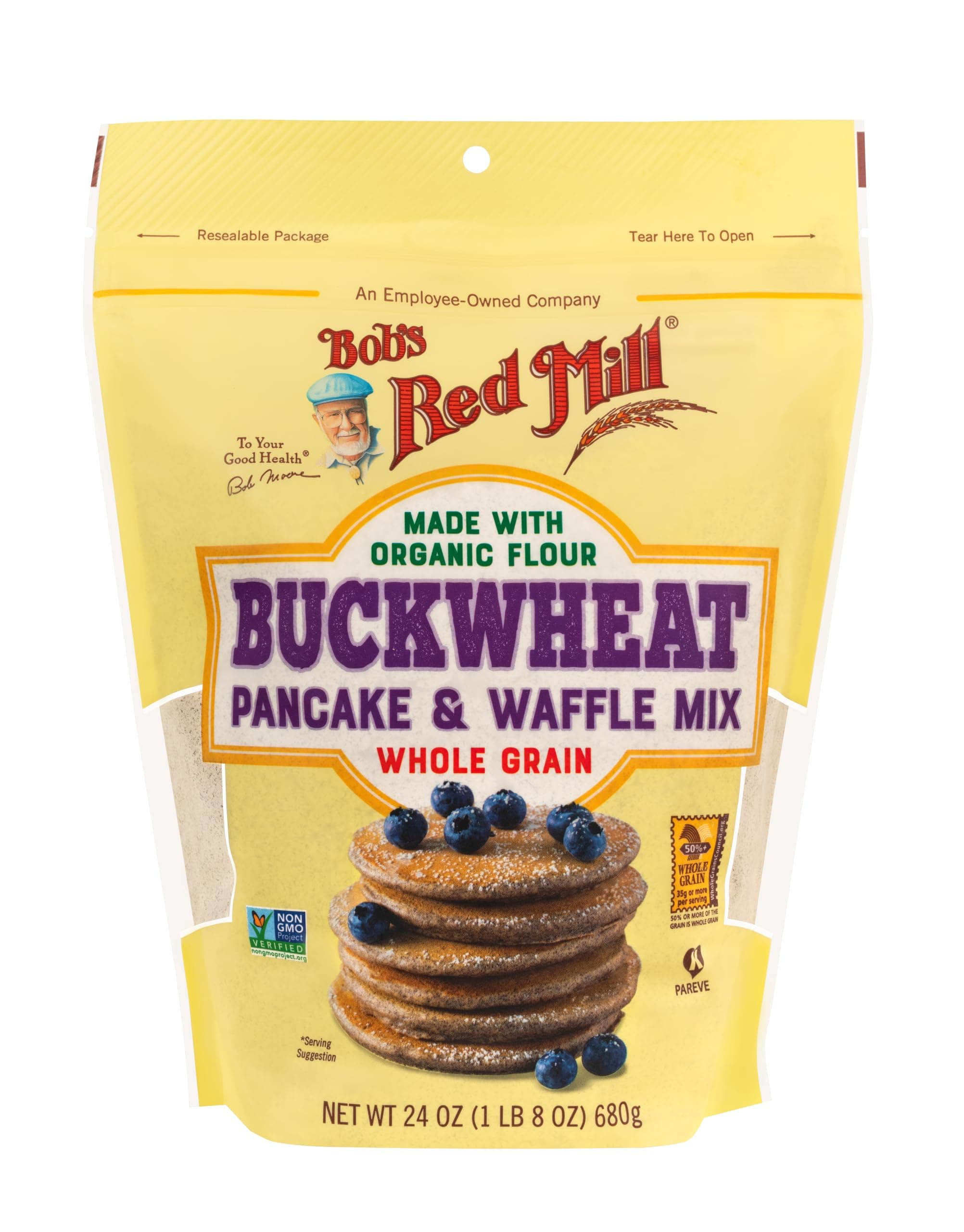 Buckwheat Pancake & Waffle Mix, 24oz (Pack of 1) - High Fiber, Kosher