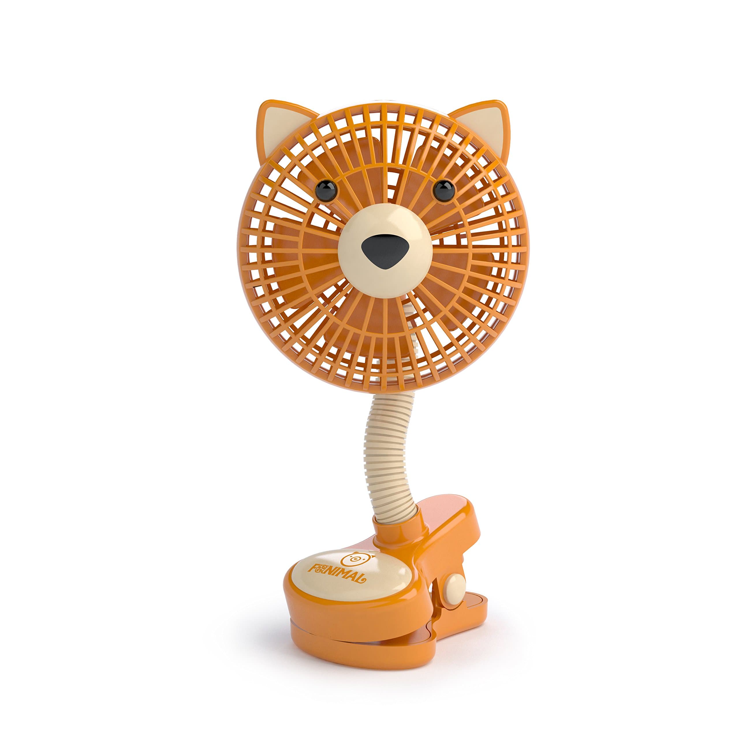 LIVION Fanimal Clip-On Stroller Fan 5" - USB/Battery Powered Baby/Mini Desk Fan with Assorted Animal Designs (PUPPY)