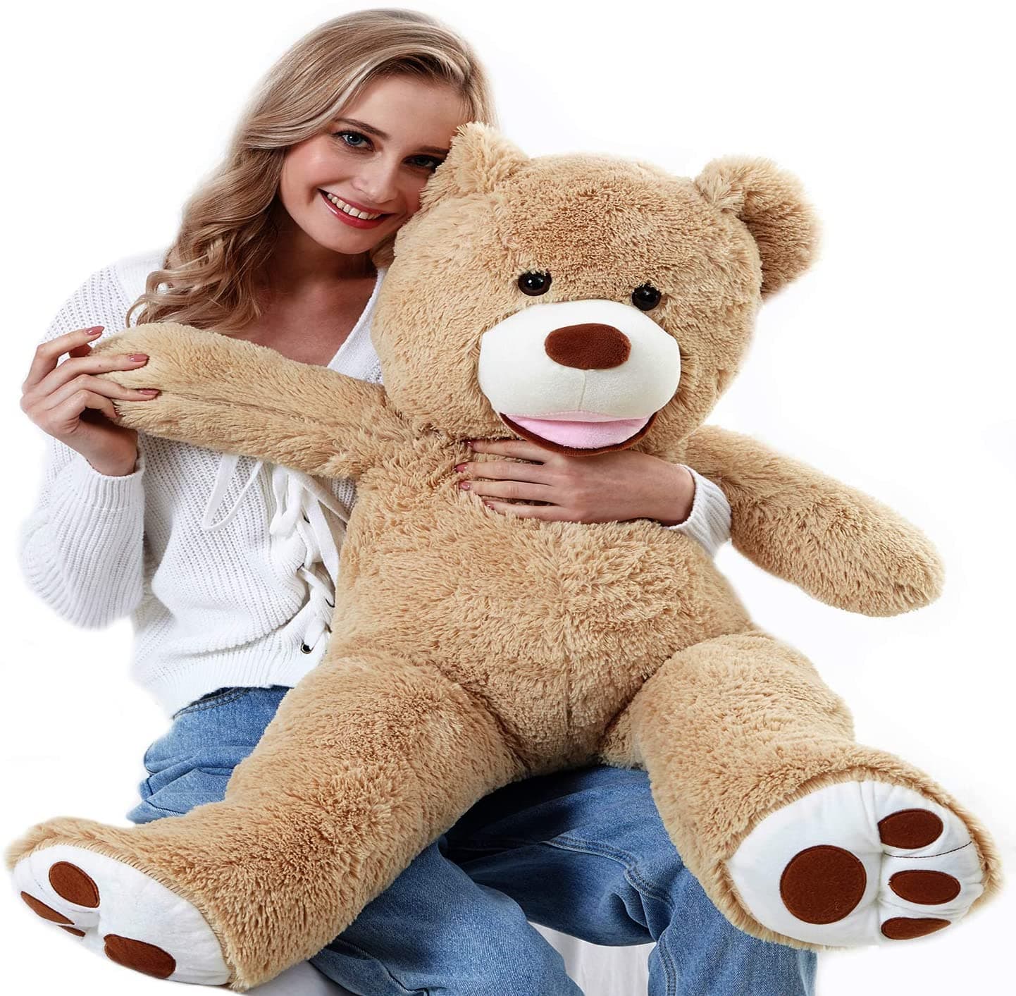 Soft and Cuddly Plush Teddy Bear 4 Big Footprints - 39 Inches Plush Stuffed Animals - Idea Gift for Birthday and Valentine's Day