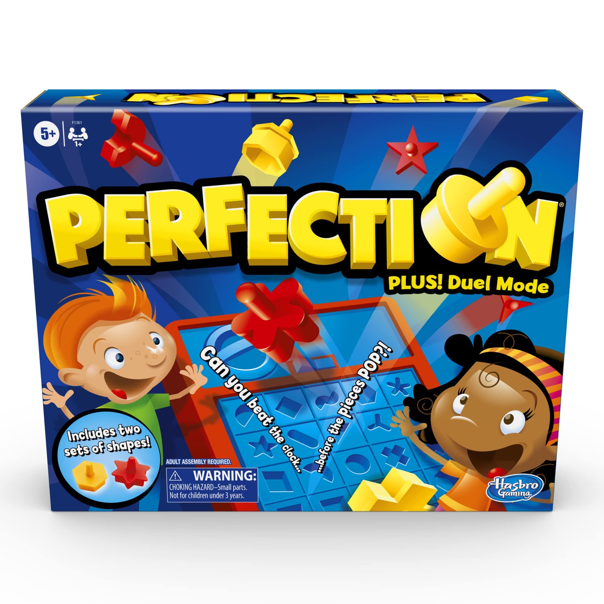 Hasbro Kid Gaming - Perfection Game Plus 2-Player Duel Mode Po, Plus Player Popping Shapes and Pieces Ages 5 and Up