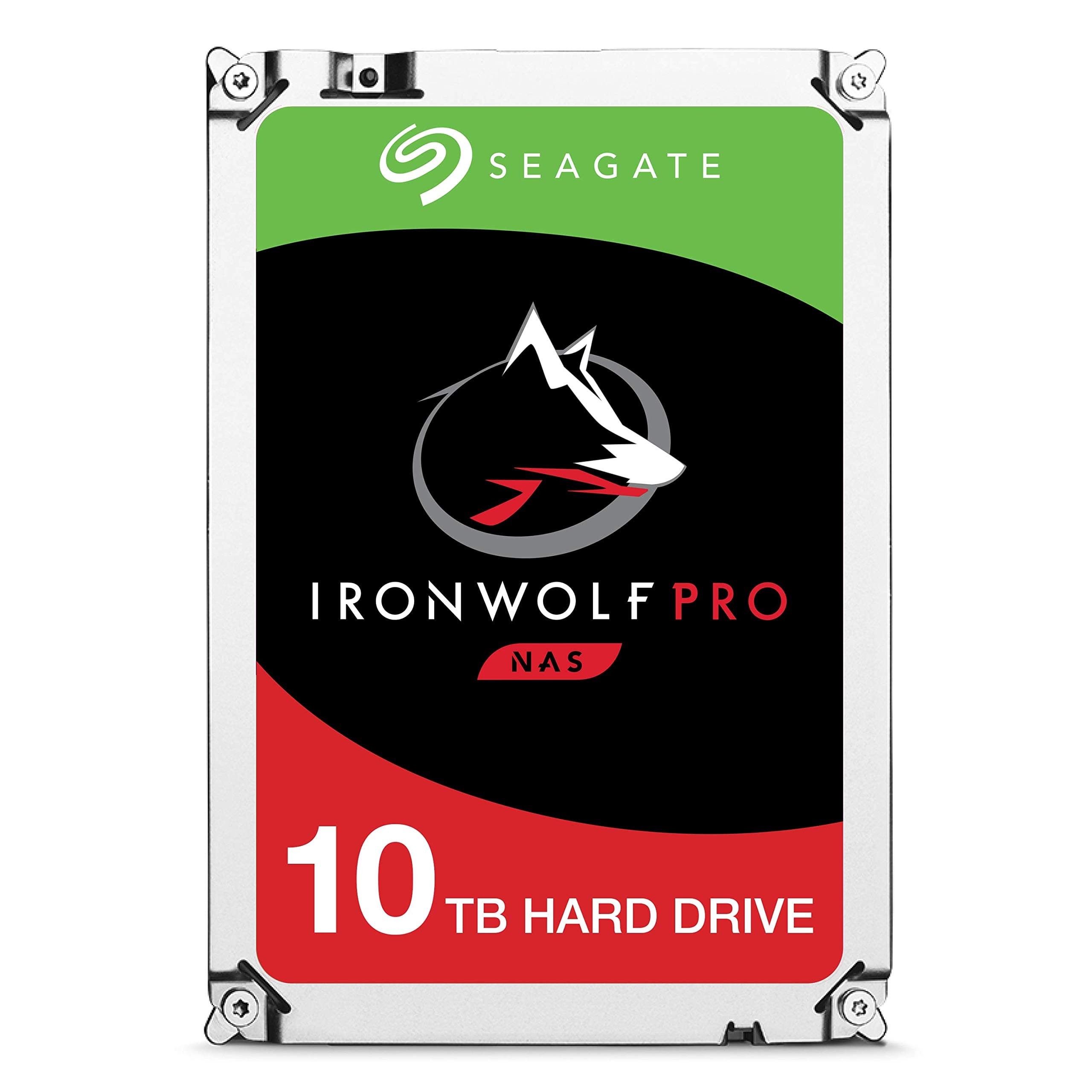 Seagate IronWolf Pro, 10TB, Internal Hard Drive, NAS, CMR, 3.5 Inch, SATA, 6GB/s, 7.200 RPM, 256MB Cache, for RAID Network Attached Storage, 3 year Rescue Services, FFP (ST10000NEZ004)