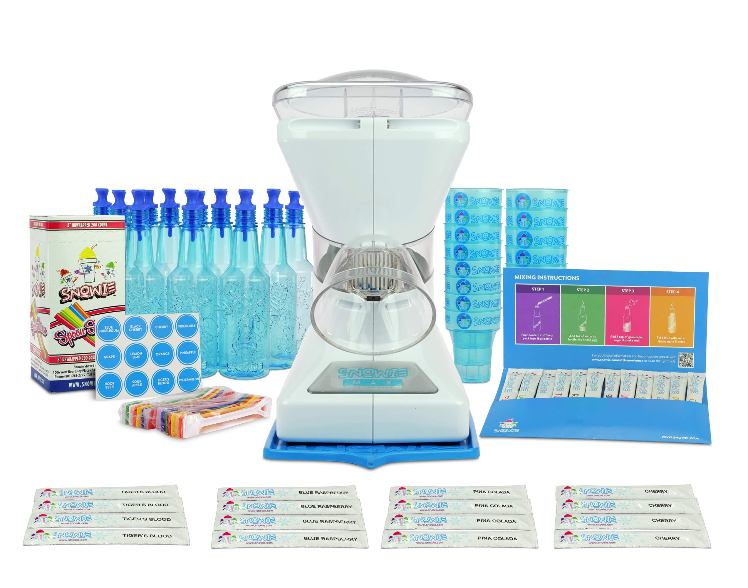 SNOWIE - Little Snowie Max Snow Cone Machine - Premium Shaved Ice Maker, With Powder Sticks Syrup Mix, Entrepreneur Kit