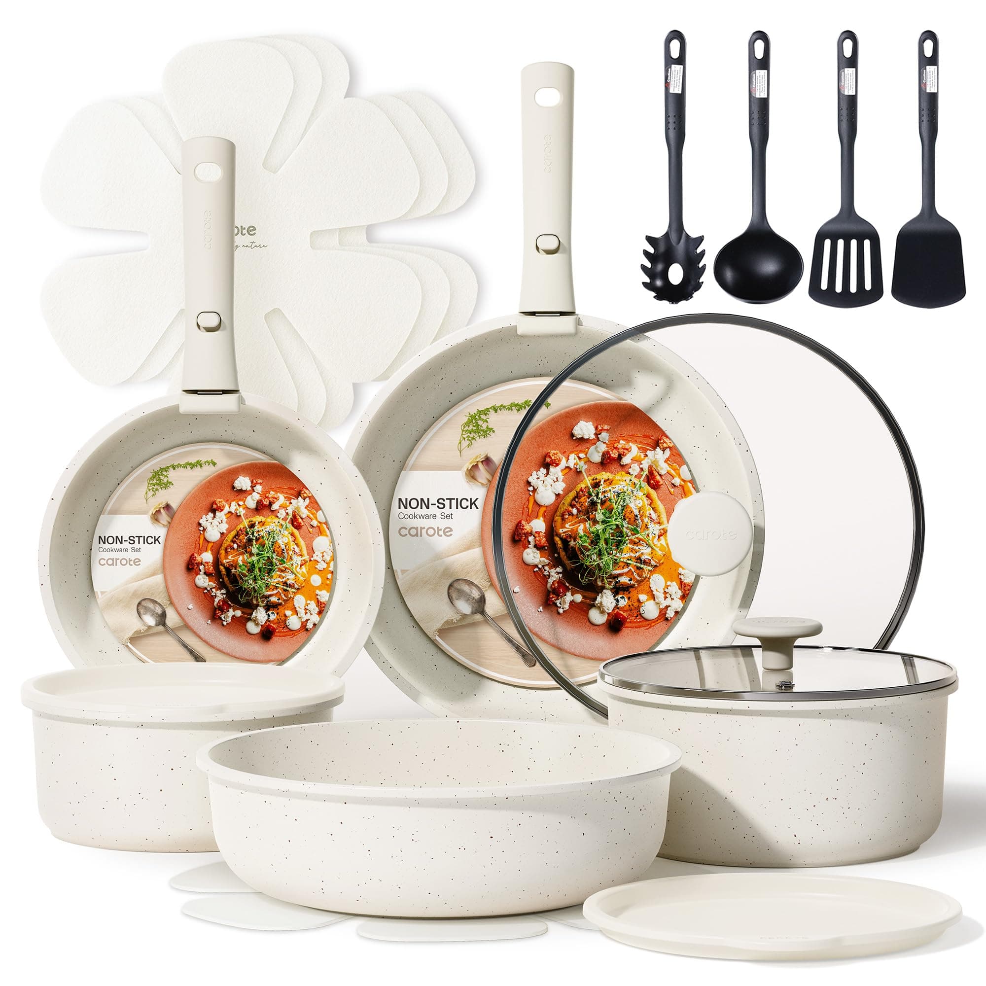 19pcs Pots and Pans Set, Nonstick Cookware Set Detachable Handle, Induction Kitchen Cookware Sets Non Stick with Removable Handle, RV Cookware Set, Oven Safe