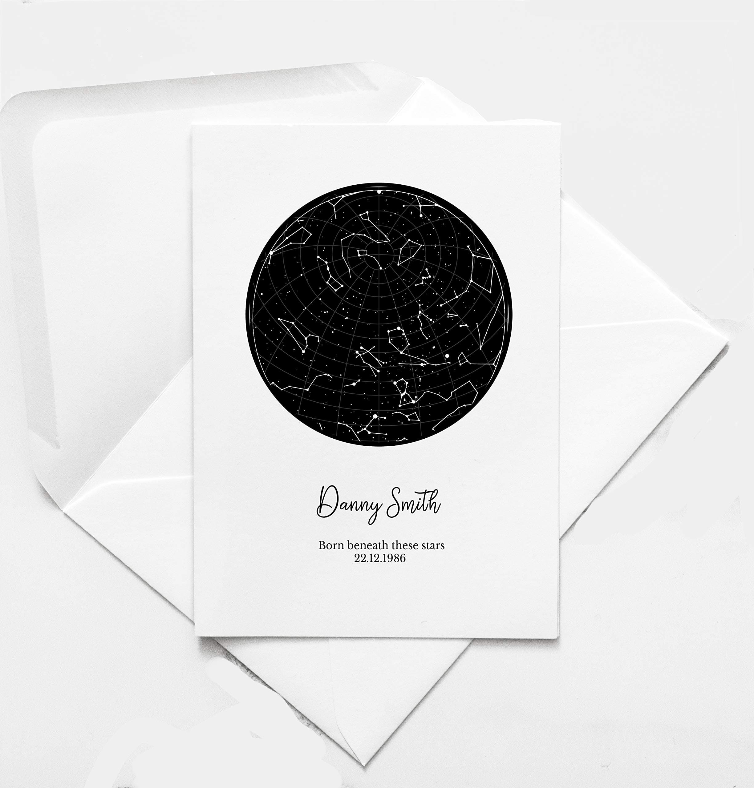 Personalised Constellation Card, Star Map Card, Custom Star Map, Greetings Card