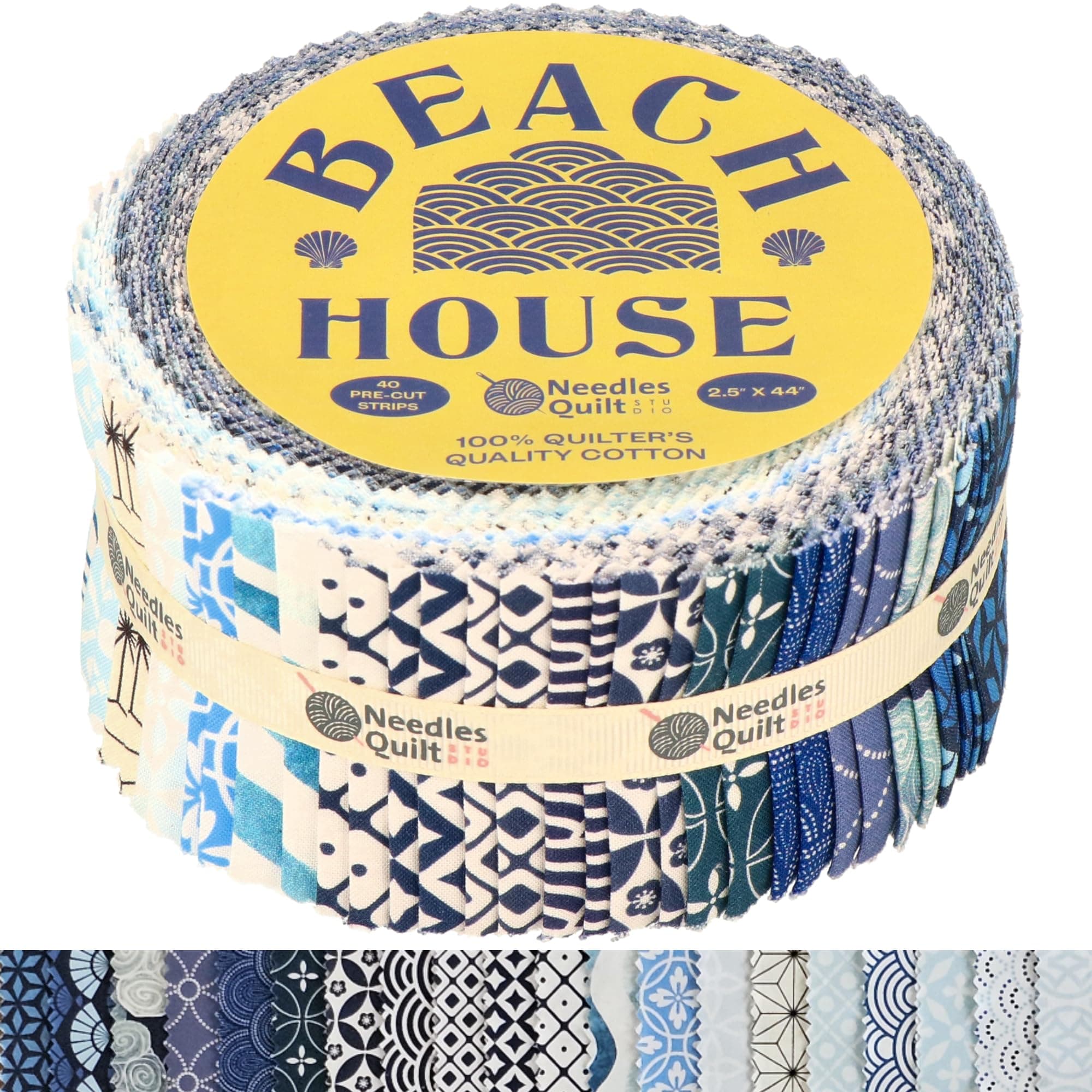 2.5" Precut 40 Fabric Strip Bundle (Beach House) | Cotton Strips Bundles for Quilting - Jelly Rolls for Quilting Assortment Fabrics Quilters & Sewing - Precuts Cloth for Quilts