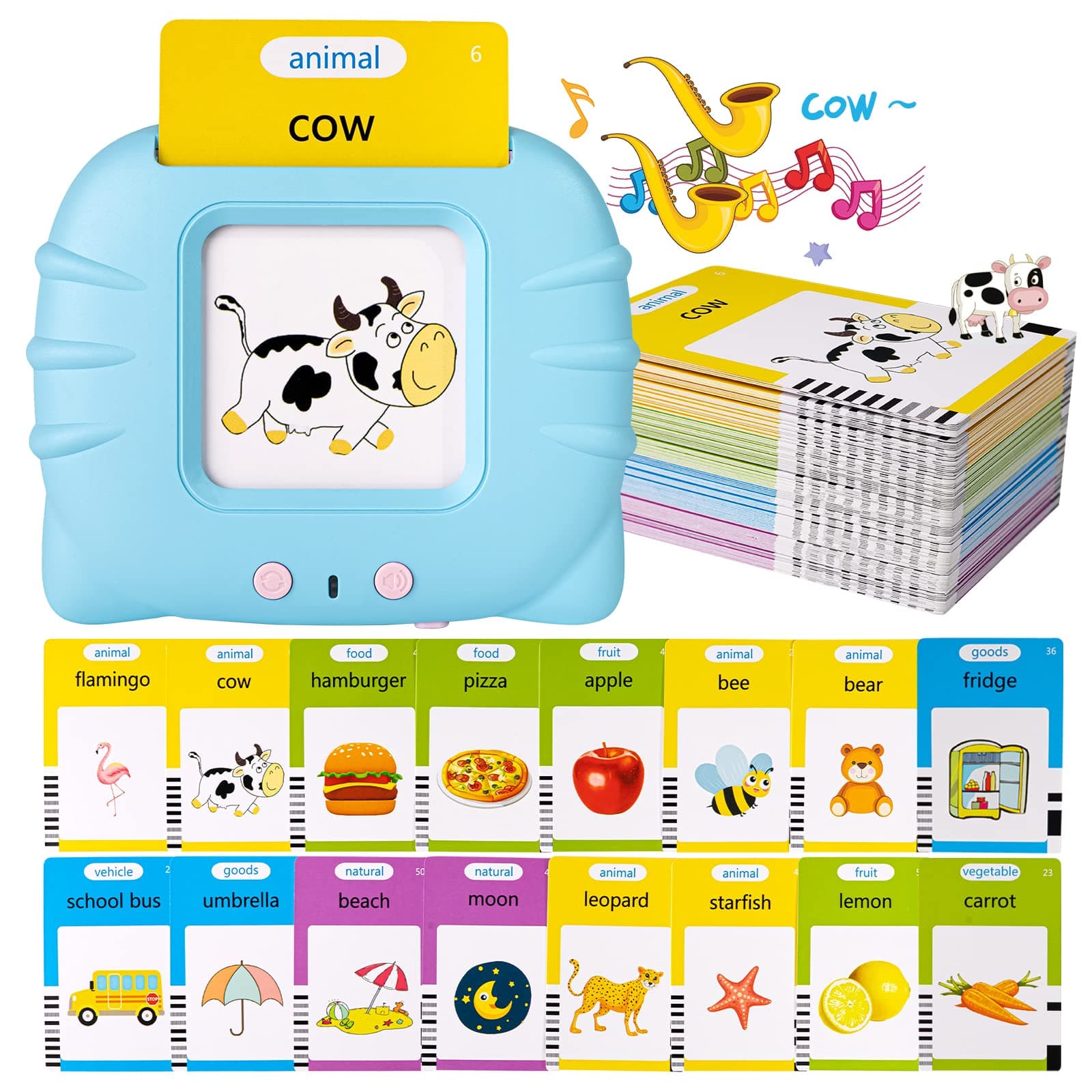 Talking Flash Cards for Toddlers 2 3 4 5 6 Years Speech Therapy Toys Autism Toys Learning Cards Audible Sound Machine with 224 Sight Words Birthday Gifts for Boy Girl