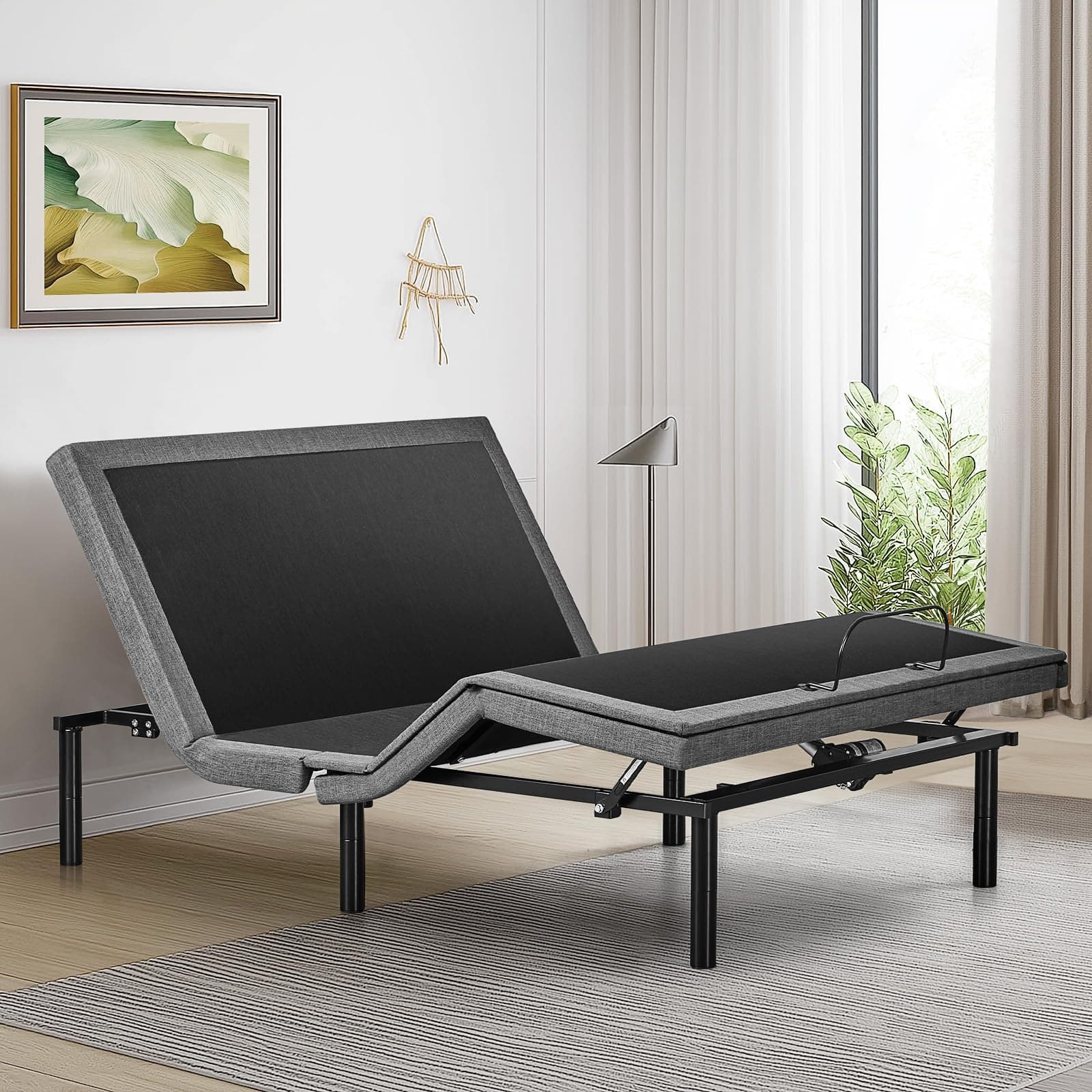 Sweetcrispy Adjustable Bed Frame Twin XL, Ergonomic Electric Base with Wireless Remote and 2 USB Ports, Head and Foot Incline, Zero Gravity Bed, Anti-Snore, Easy Assembly