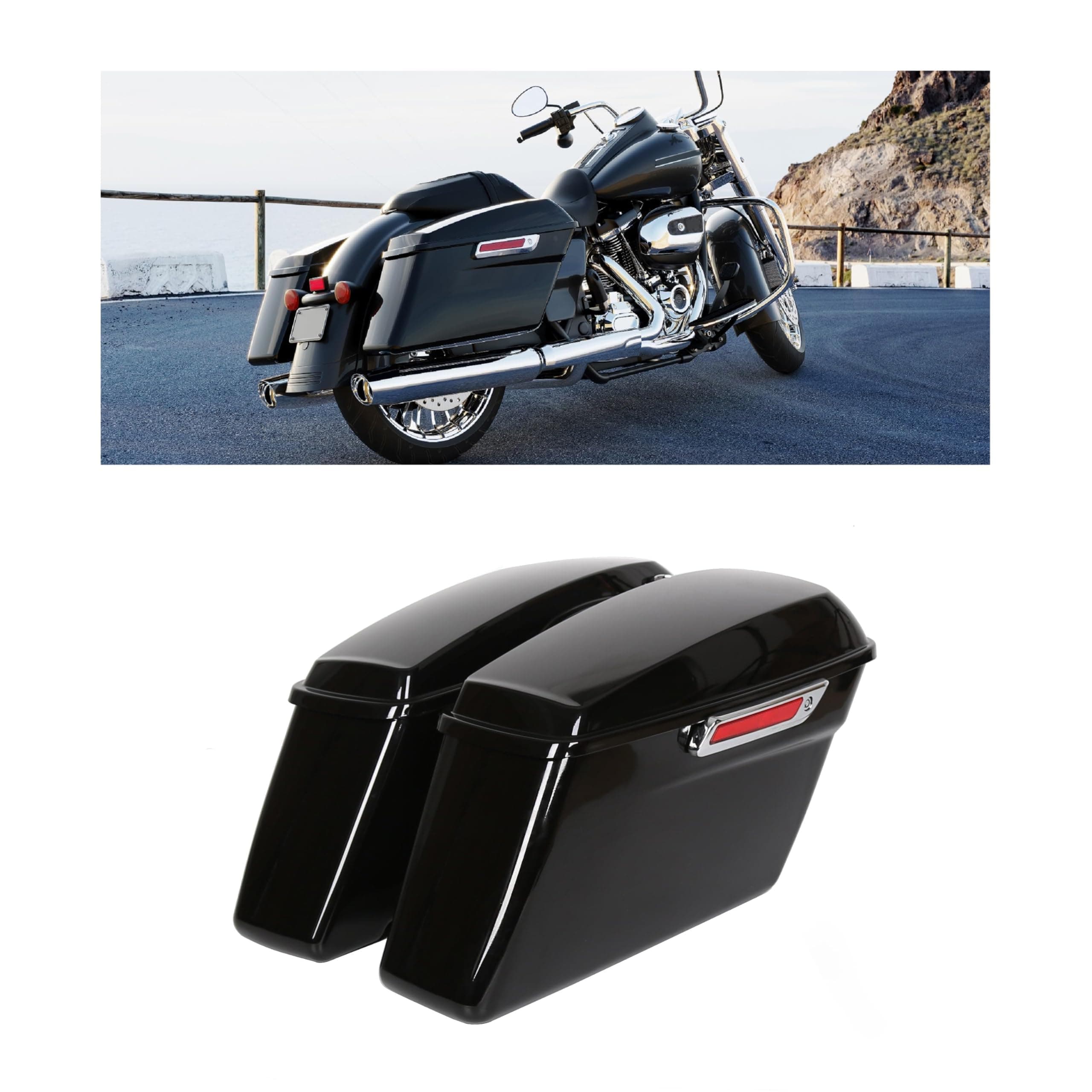 Hard Saddlebags Trunk W/Latch keys Compatible with 2014-up Harley Touring Road King Electra Glide Street Glide Road Glide Ultra Classic Painted Hard Saddle bags