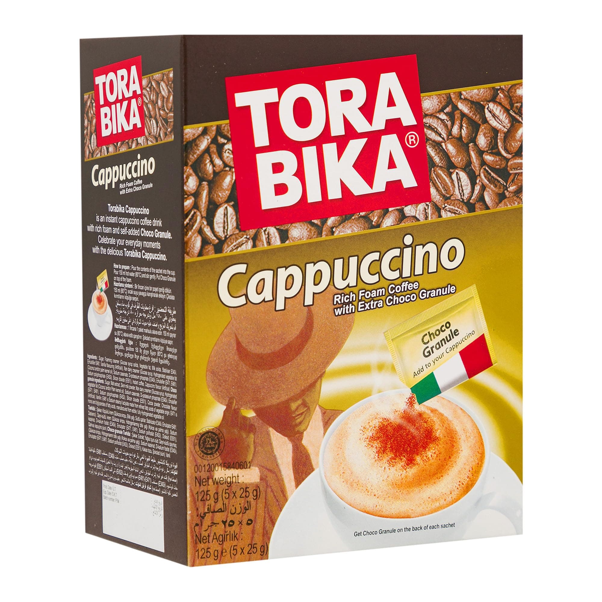 Torabika Cappuccino Instant Coffee, Rich & Creamy with Choco Granule Topping,125g