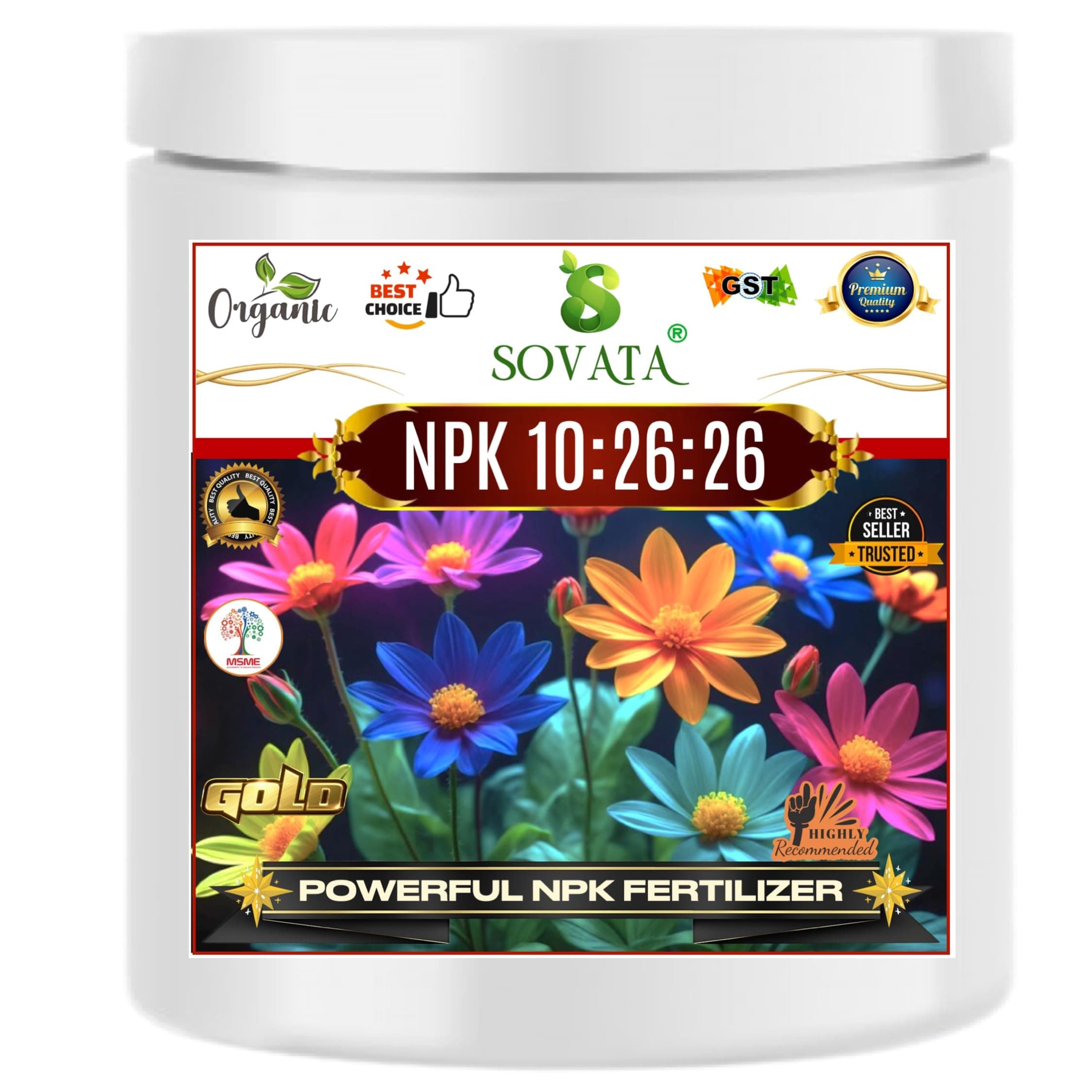Sovata® NPK 10:26:26, Essential Powerful Organic Fertilizer for Overall Healthy Growth of Plants. (200 gm)