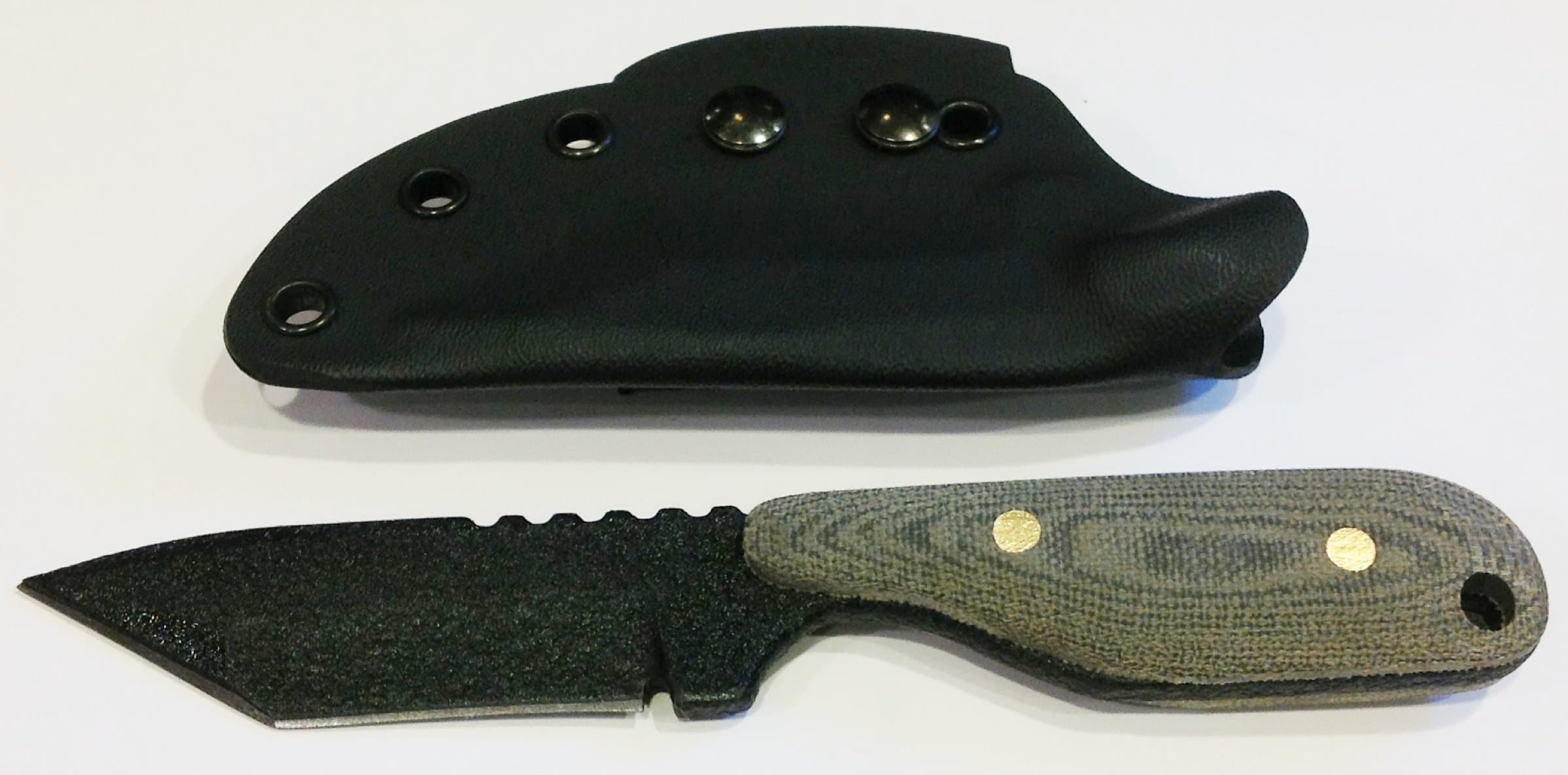 Shadow Tech Knives Talon C Tanto Bowie, Black Plain Edge with Green Micarta Handle