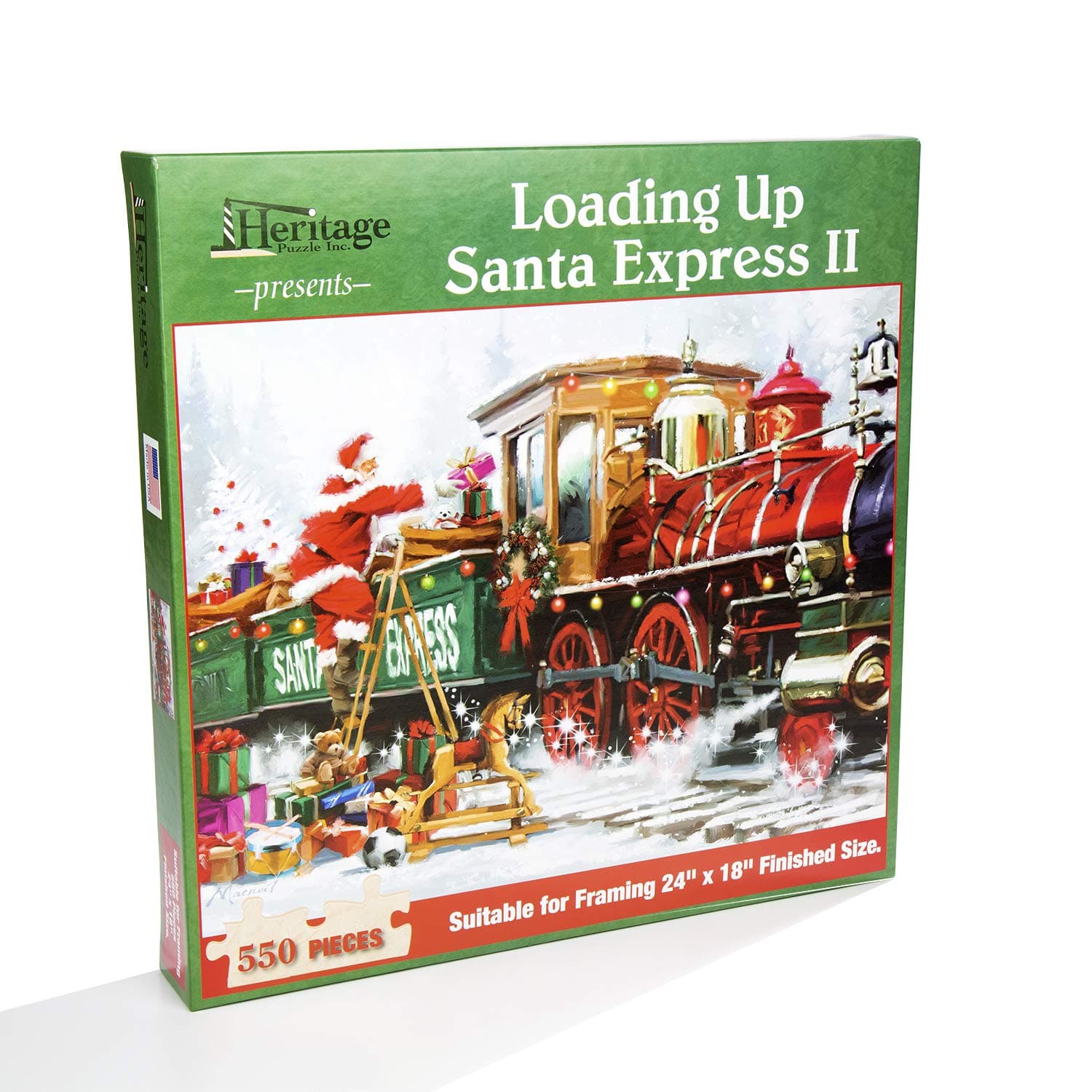 Heritage Puzzle Presents: Loading Up Santa Express II - 550 Pieces - 24" x 18" Finished Size