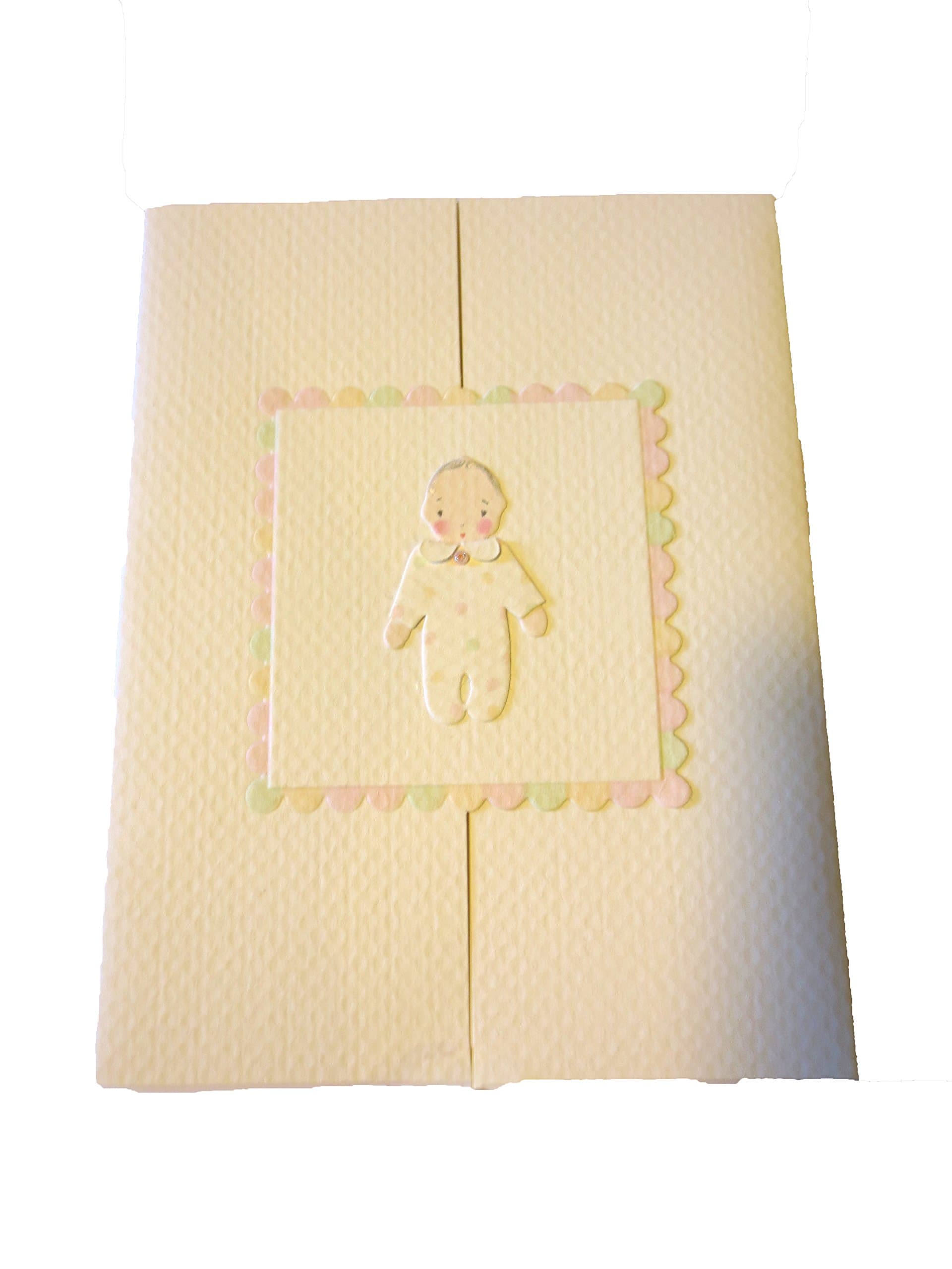 Handmade 4.25"x 5.5" Gate Fold Baby Card, Blank Inside with Matching Envelope