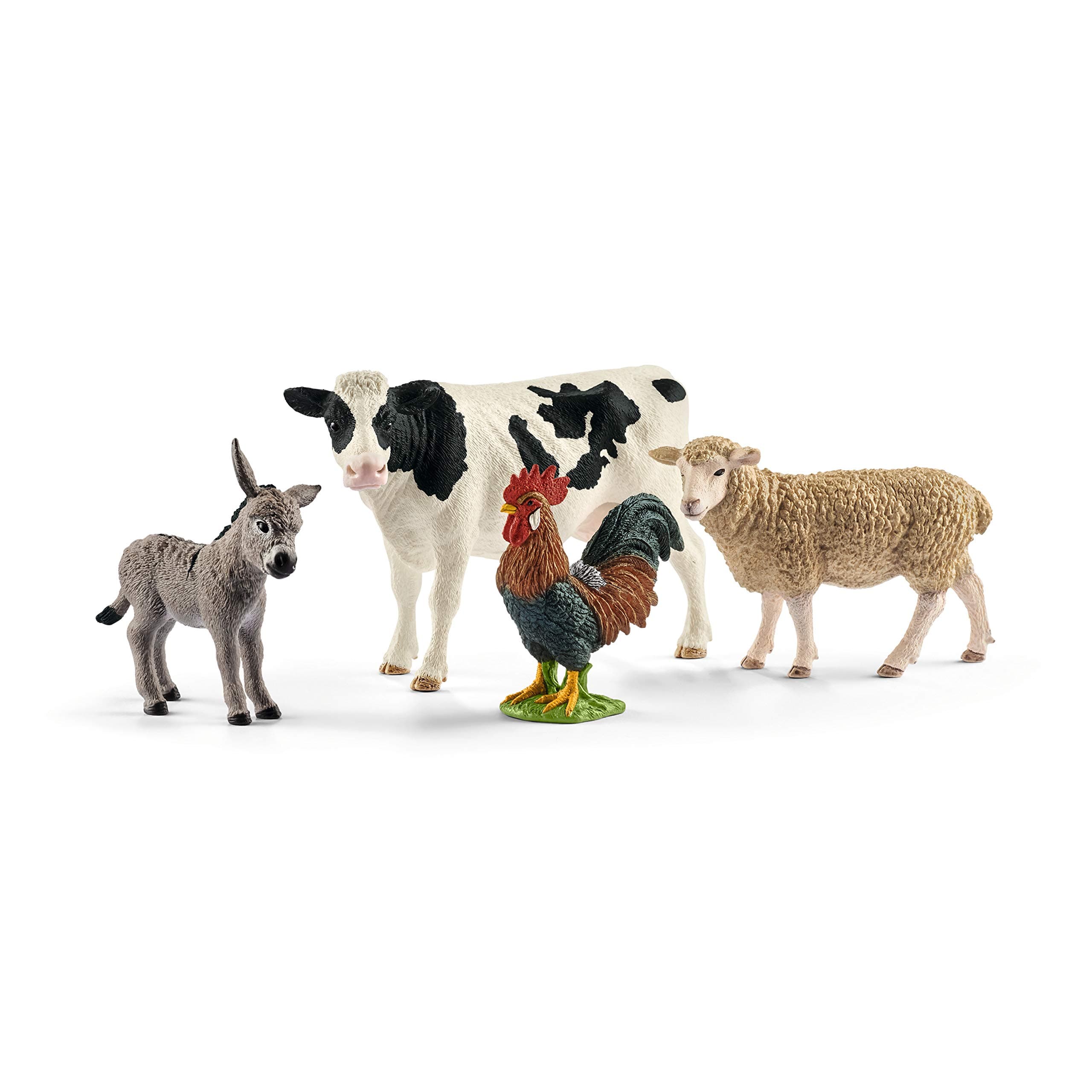 FARM WORLD - 4 PC Starter Barnyard Animal Set - Includes Cow, Sheep, Rooster and Sheep Figurines - Farm Animal Toys for Kids 3+ | 42385