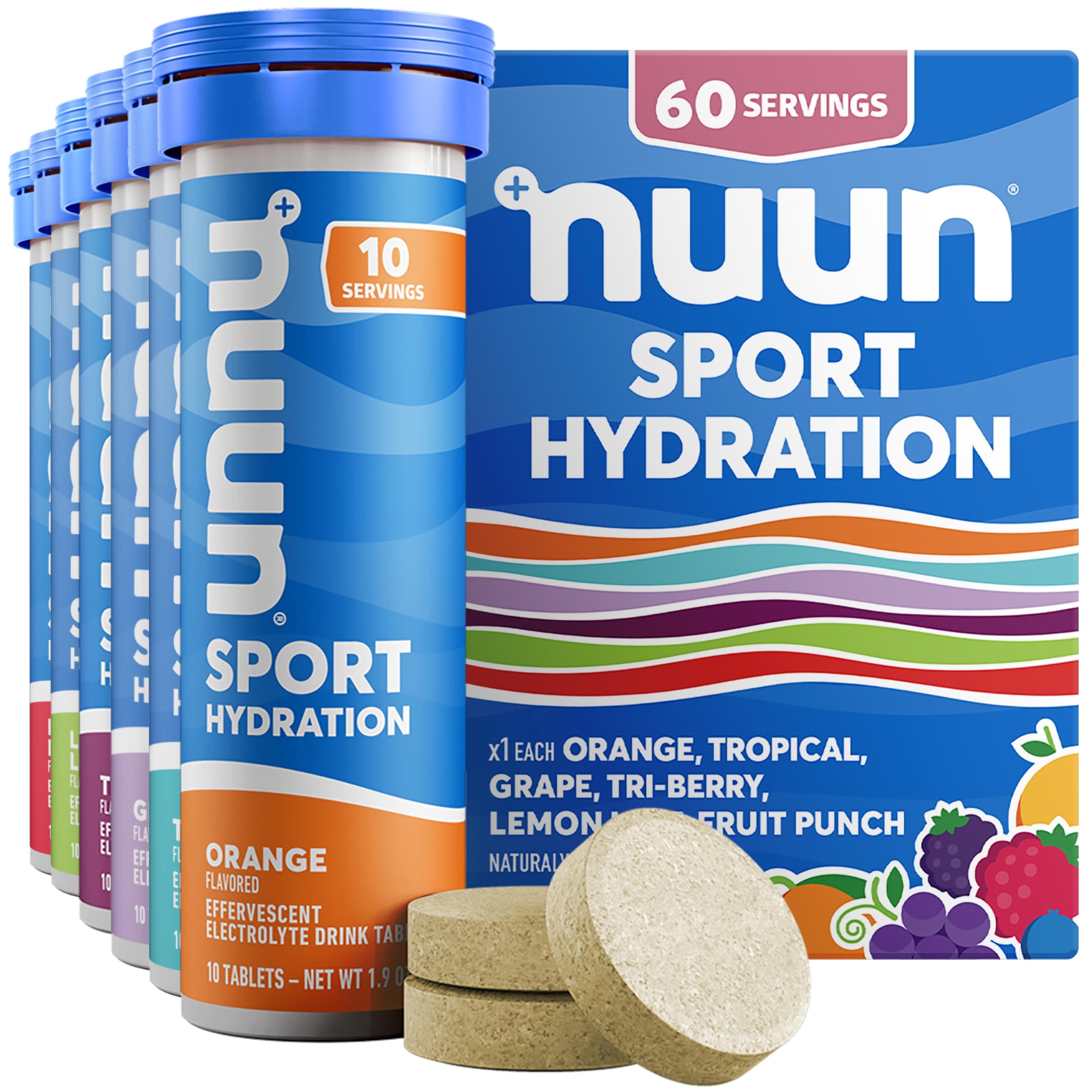 Nuun Active Hydration Variety Pack New & Improved (6 Flavors - 60 Tabs) by Nuun