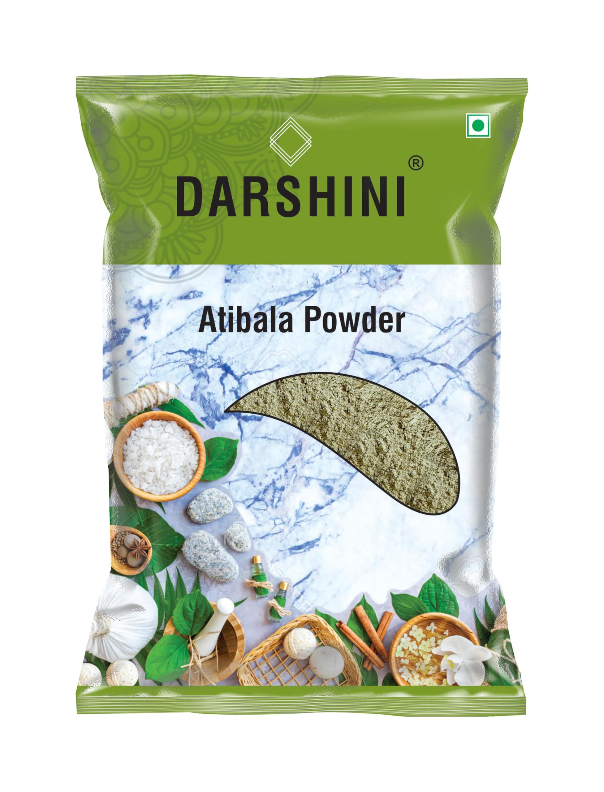 DARSHINI Atibala Powder 200g | Abutilon Indicum | Khareti Kanghi Thuthi Leaf Churn | Indian Mallow Plant Natural Herbal Formula for Strength & Vitality (Pack of 1)