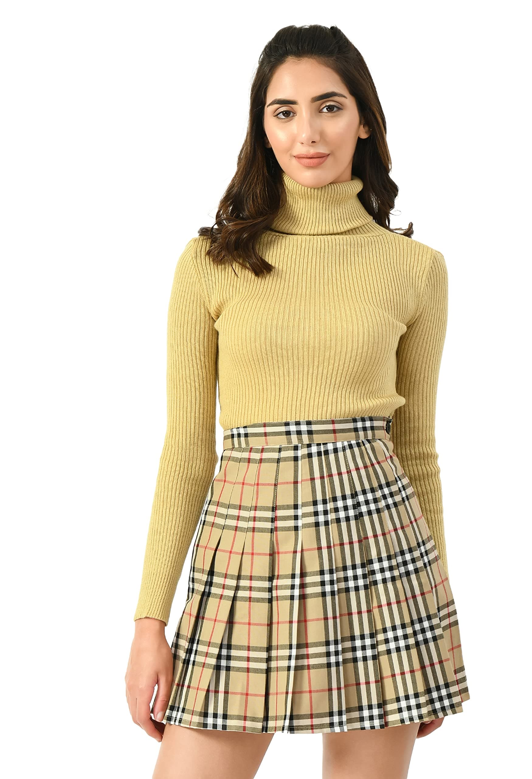 KLART Women's Ribbed Turtleneck Highneck Pullover Extra-Soft Sweater with Full Sleeves