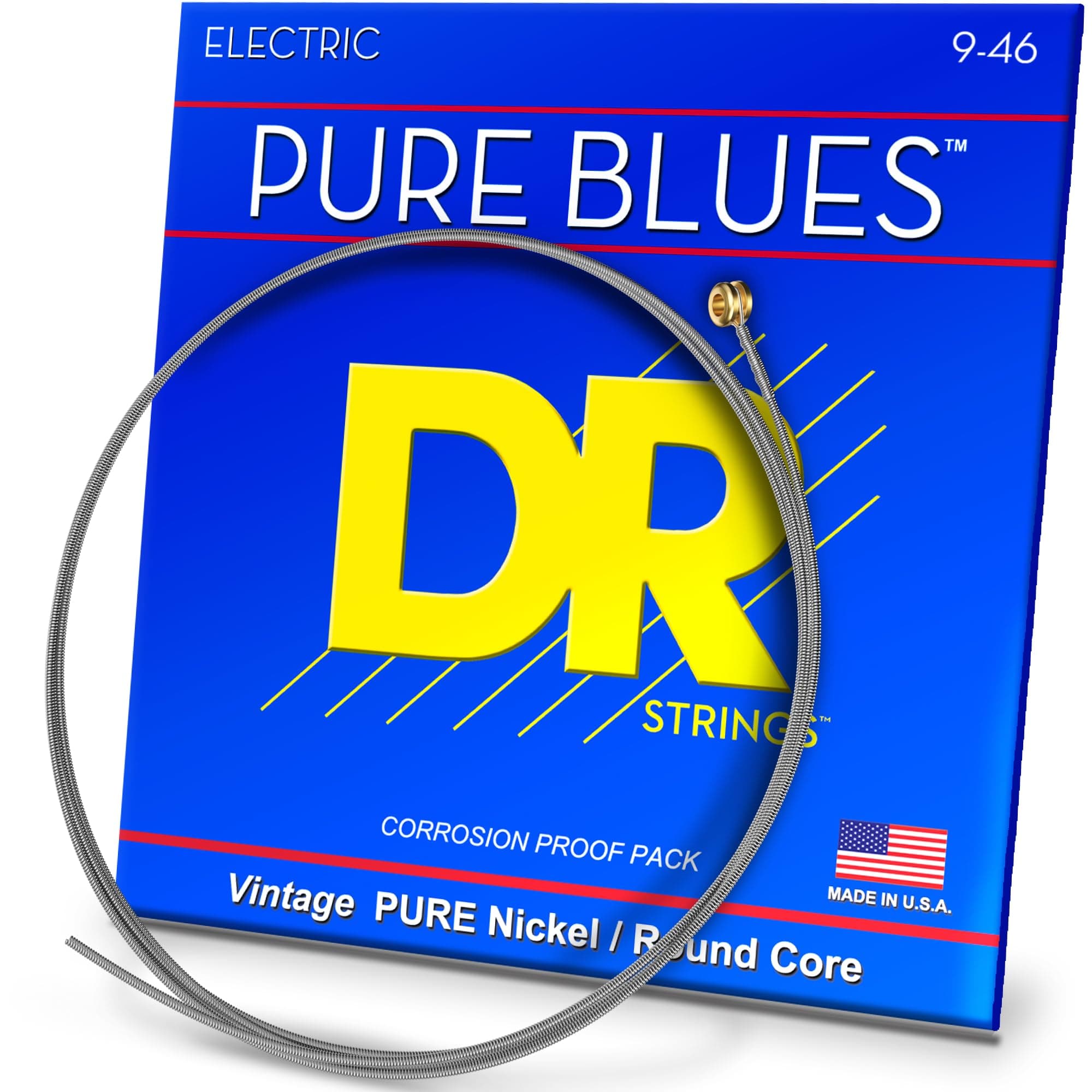 DR Strings PURE BLUES™ - Pure Nickel Electric Guitar Strings: Light to Medium 9-46