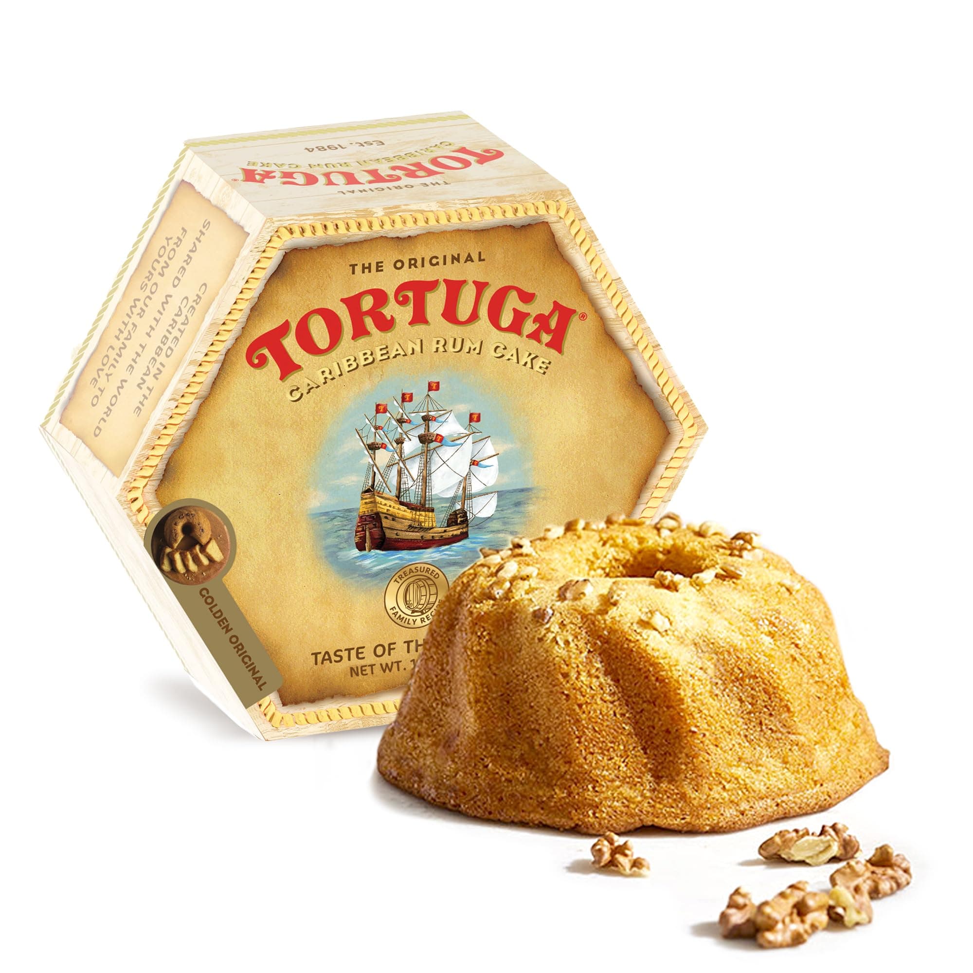 TORTUGA Caribbean Original Rum Cake with Walnuts - 4 oz Rum Cake - The Perfect Premium Gourmet Gift for Stocking Stuffers, Gift Baskets, and Christmas Gifts - Great Cakes for Delivery