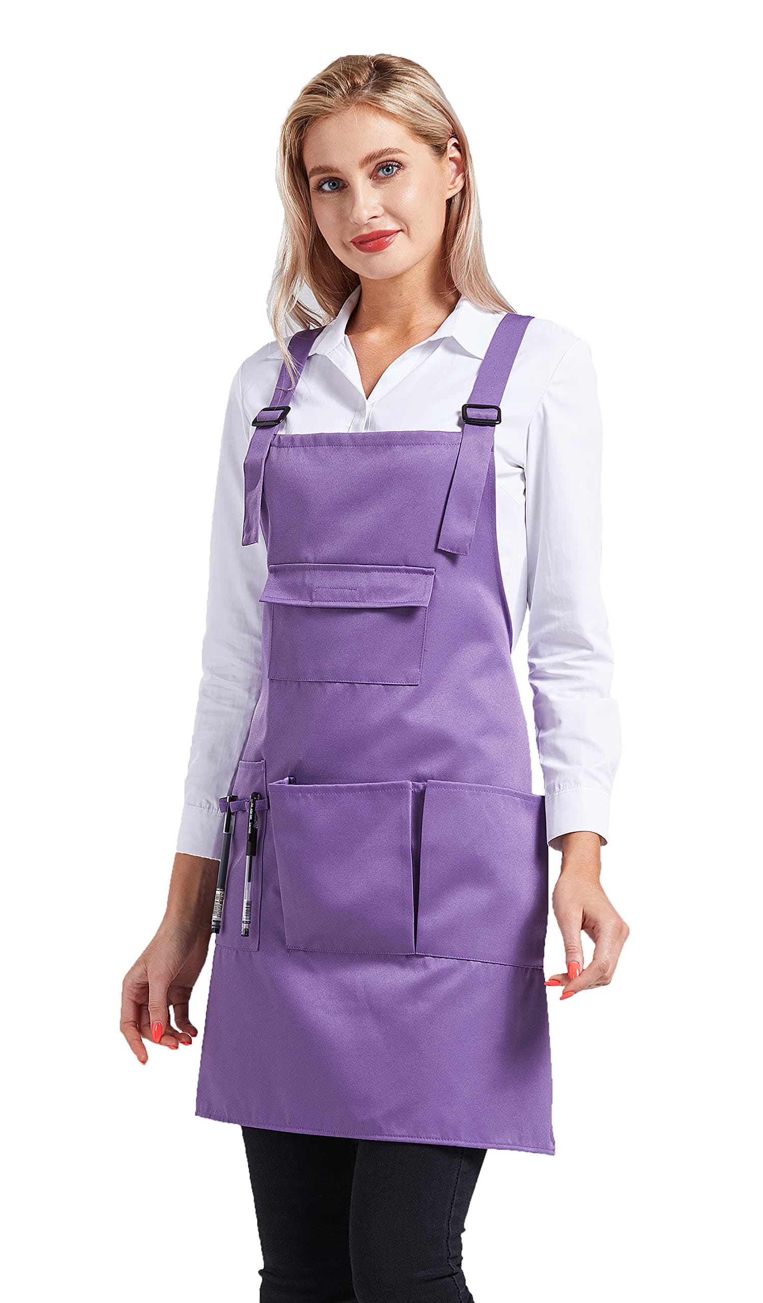 Nanxson Adjustable Women Bib Apron Multi Function Professional Salon Stylist Work Apron with Tool Pockets CF3010