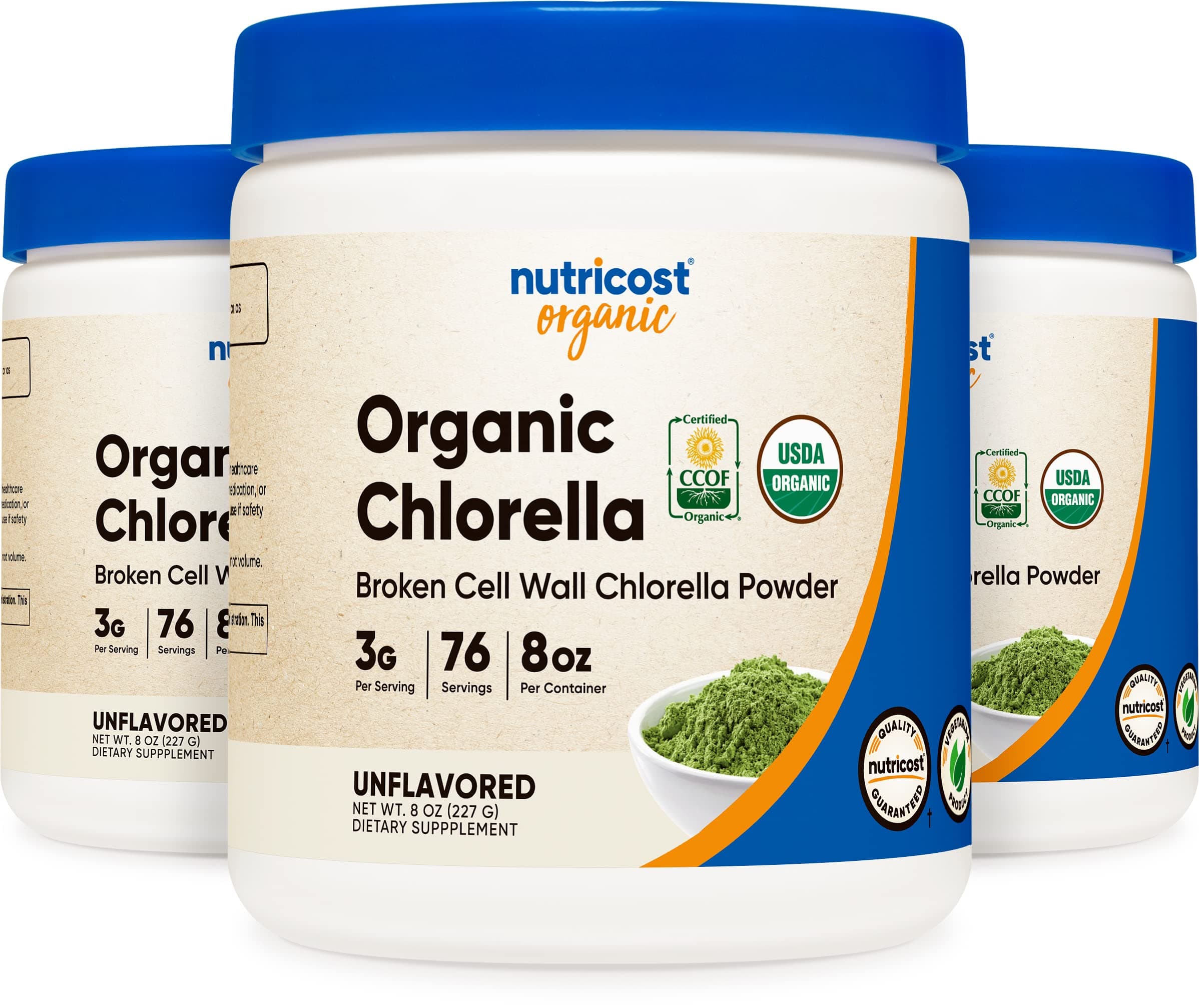 Nutricost Organic Chlorella 8 OZ (3 Bottles) - 3000mg Per Serving