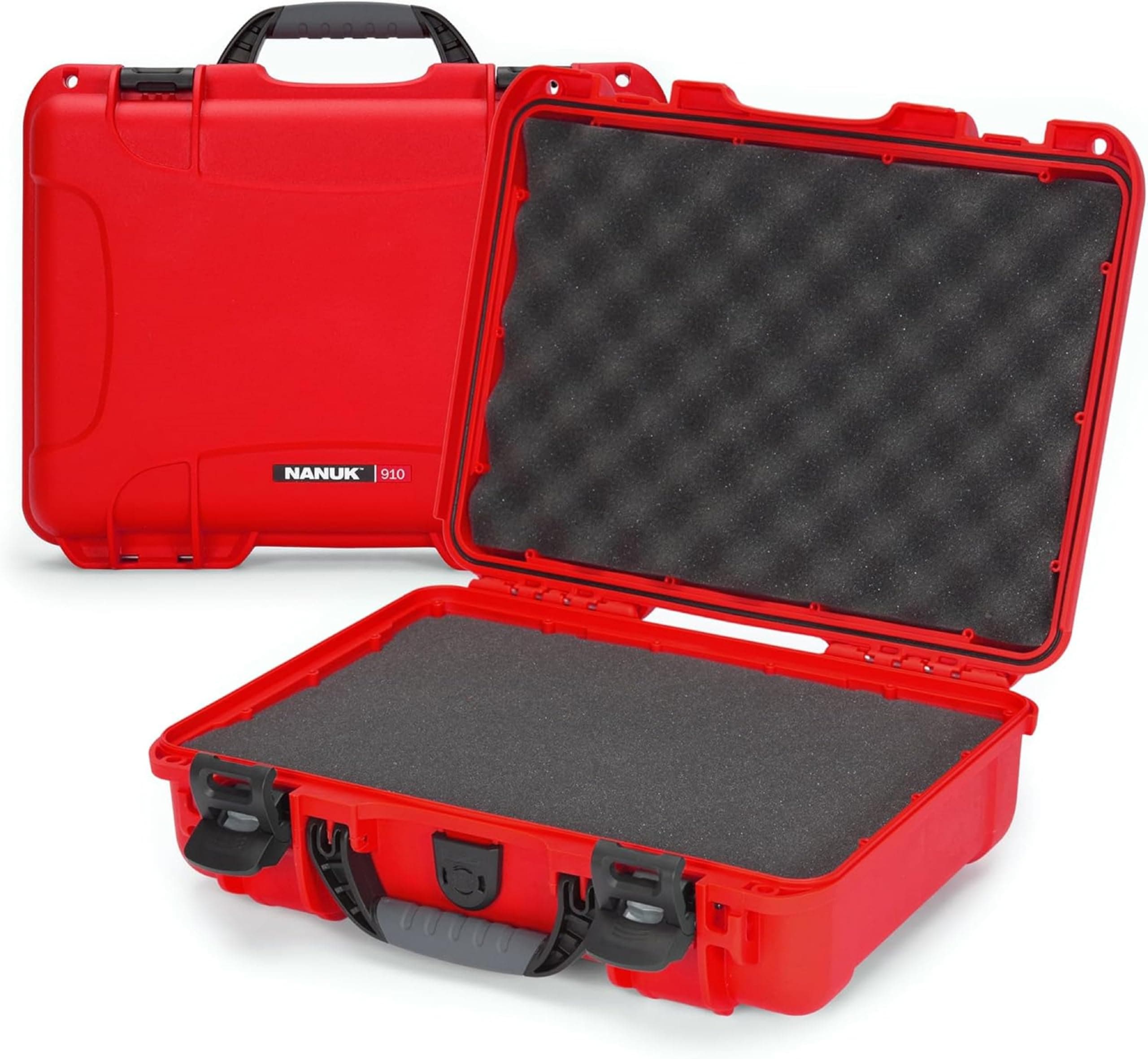NANUK 910 - Waterproof Protective case Made from NK-7 Resin with Customisable Foam Insert (36.3 x 28.2 x 11.9 cm) - Red