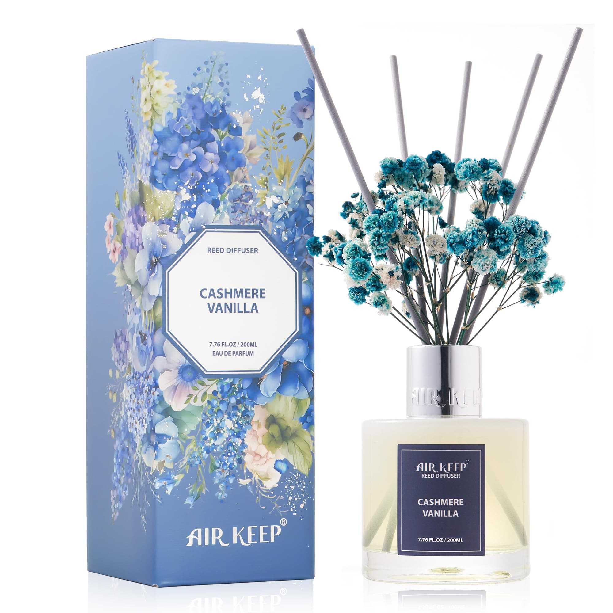 Airkeep Reed Diffuser Set/Cashmere Vanilla/6.76 fl oz(200ml)/1 Pack/Home & Office Decor Aromatherapy Diffuser Oil Gift Set