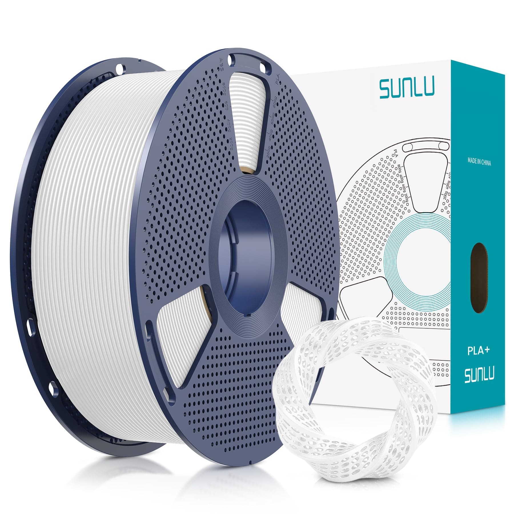 SUNLU PLA Plus 3D Printer Filament, 1.75mm, White