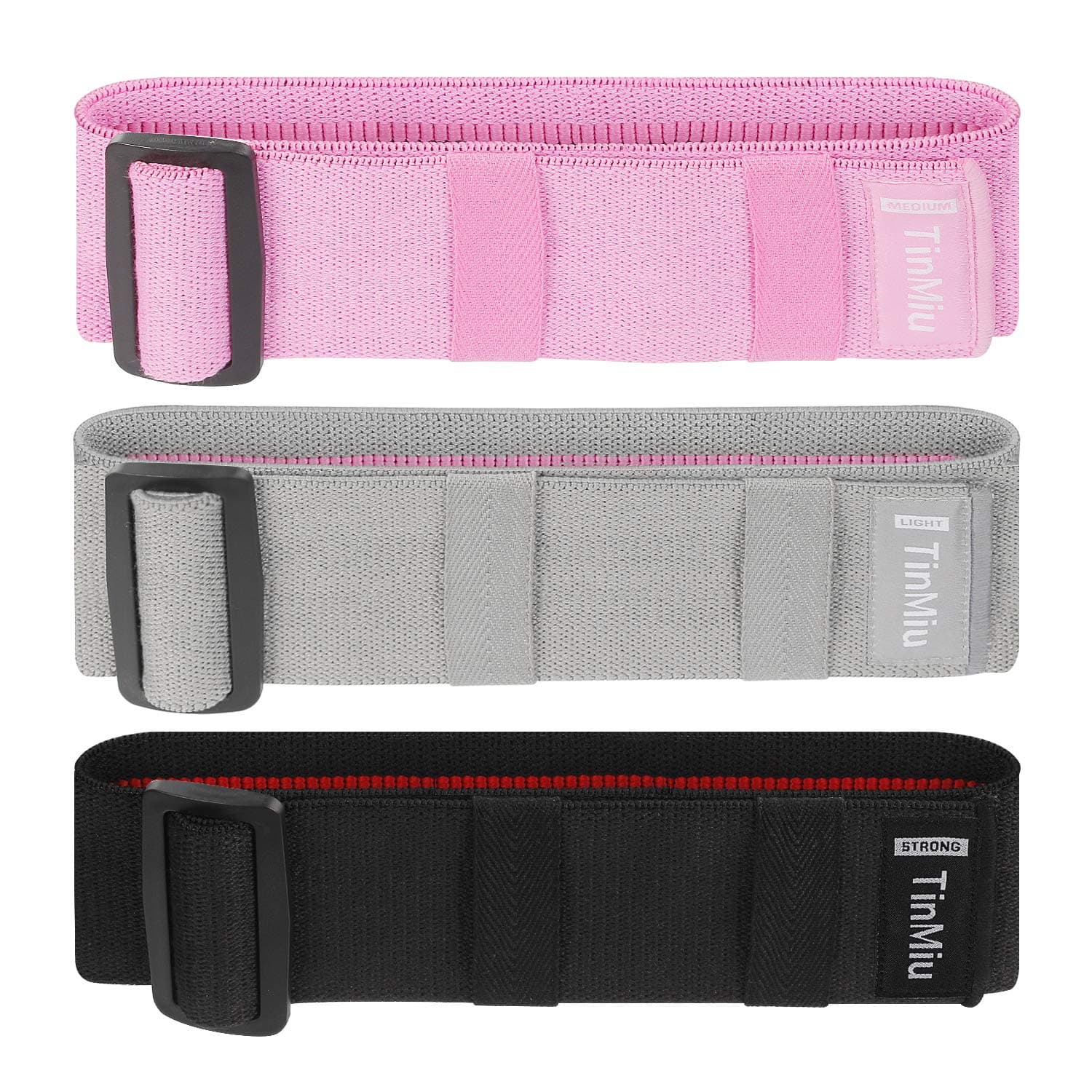 TINMIU Workout Resistance Bands for Legs and Butt with Adjustable Length, 3 Resistance Level Exercise Bands, Fabric Resistance Bands for Women, Non Roll Up Fitness Workout Loop Bands