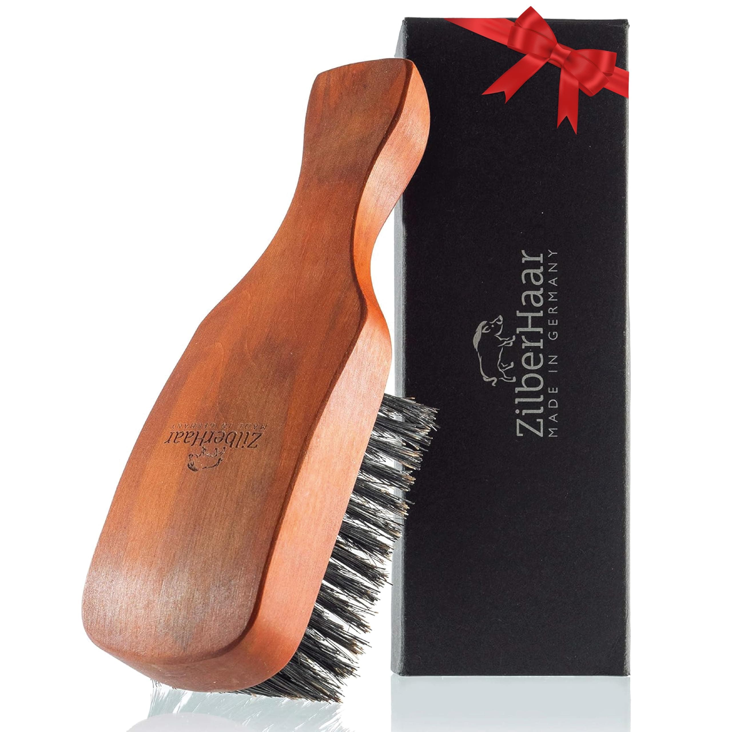 ZilberHaar Major Hair & Beard Brush for Men - Boar Bristles and Pearwood - All Beard and Hair Types - Made in Europe - Stiff Bristles